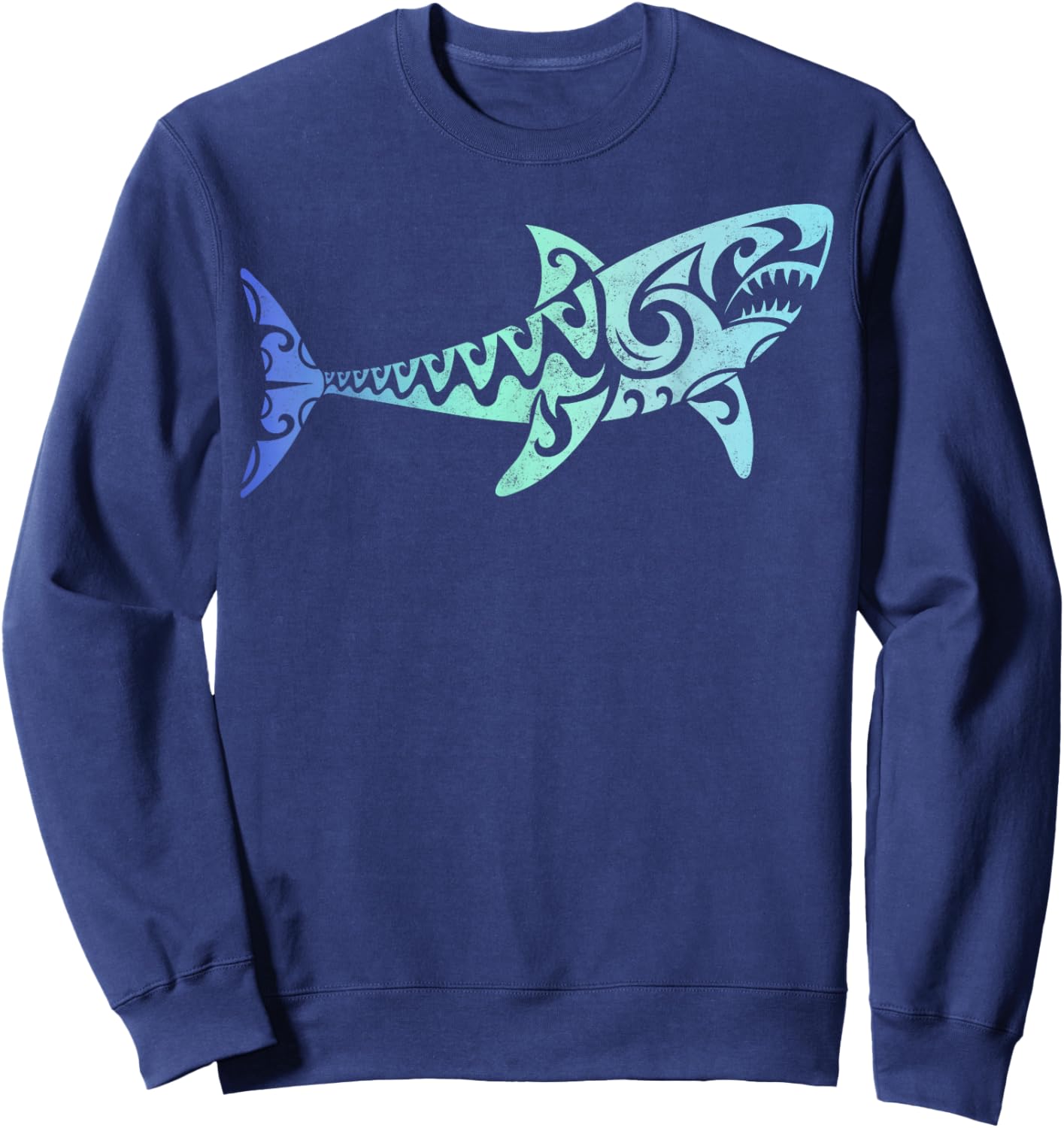 Hawaii Polynesian Tribal Shark Aloha State Surfing Sweatshirt - Sweatshirt | Navy