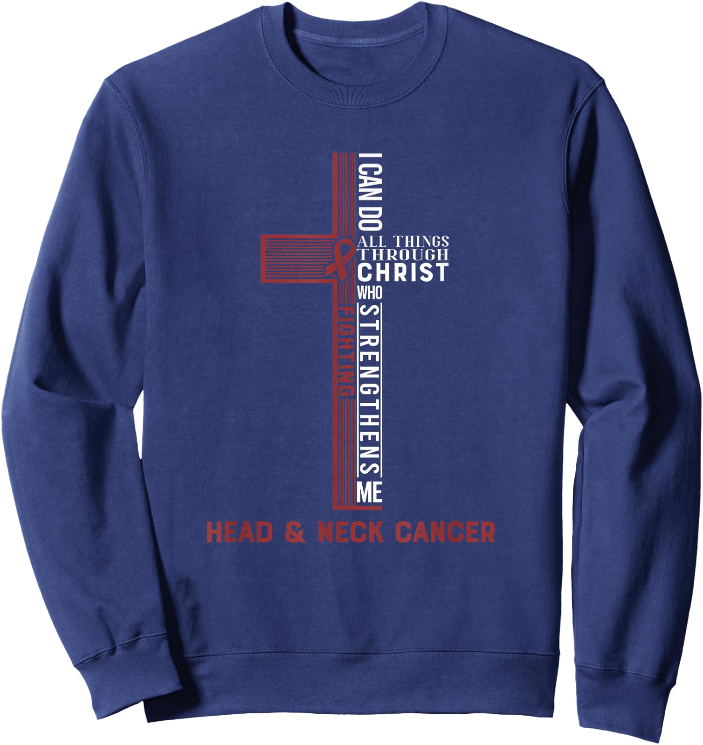 Head Neck Cancer Fight Bow Sweatshirt - Sweatshirt | Navy