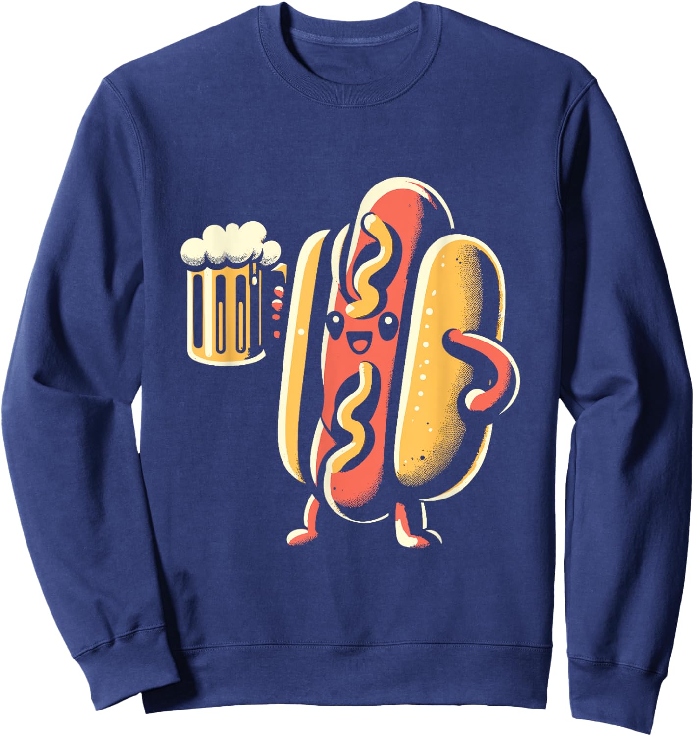 Hot Dog And Beer - Vintage Hotdog Just Here for the Wieners Men Women Sweatshirt - Sweatshirt | Navy
