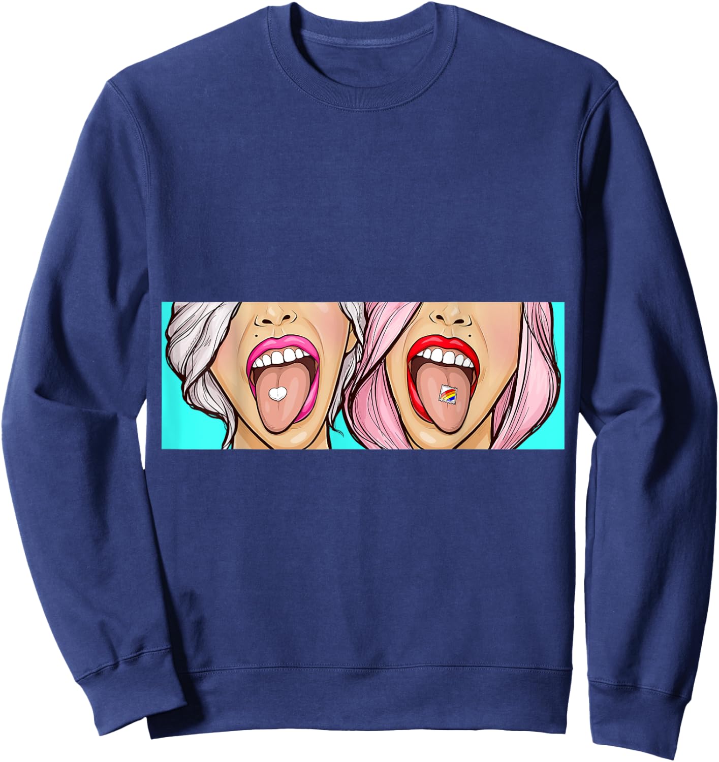 Trippy Girls Techno LSD Trip Rave MDMA Trance Festival DJ Sweatshirt - Sweatshirt | Navy
