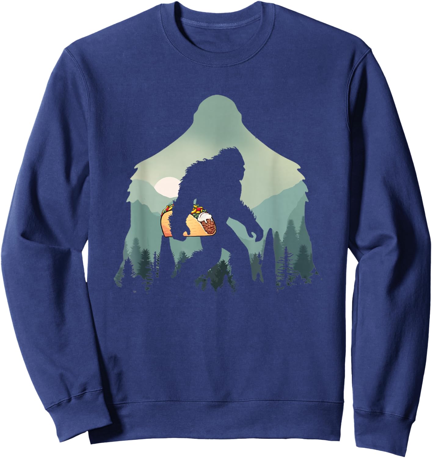 Funny Bigfoot With Tacos Sasquatch Believe Cinco de Mayo Sweatshirt - Sweatshirt | Navy