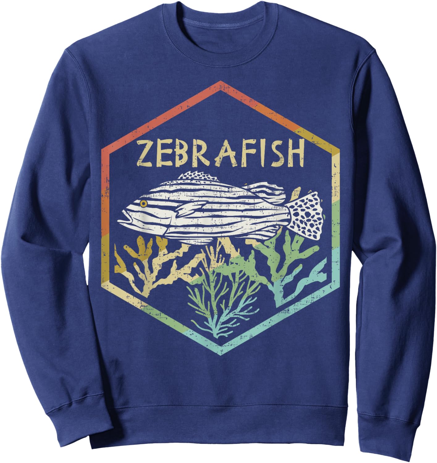 Cool Retro Zebra Fish Silhouette Gift Design Idea design Sweatshirt - Sweatshirt | Navy