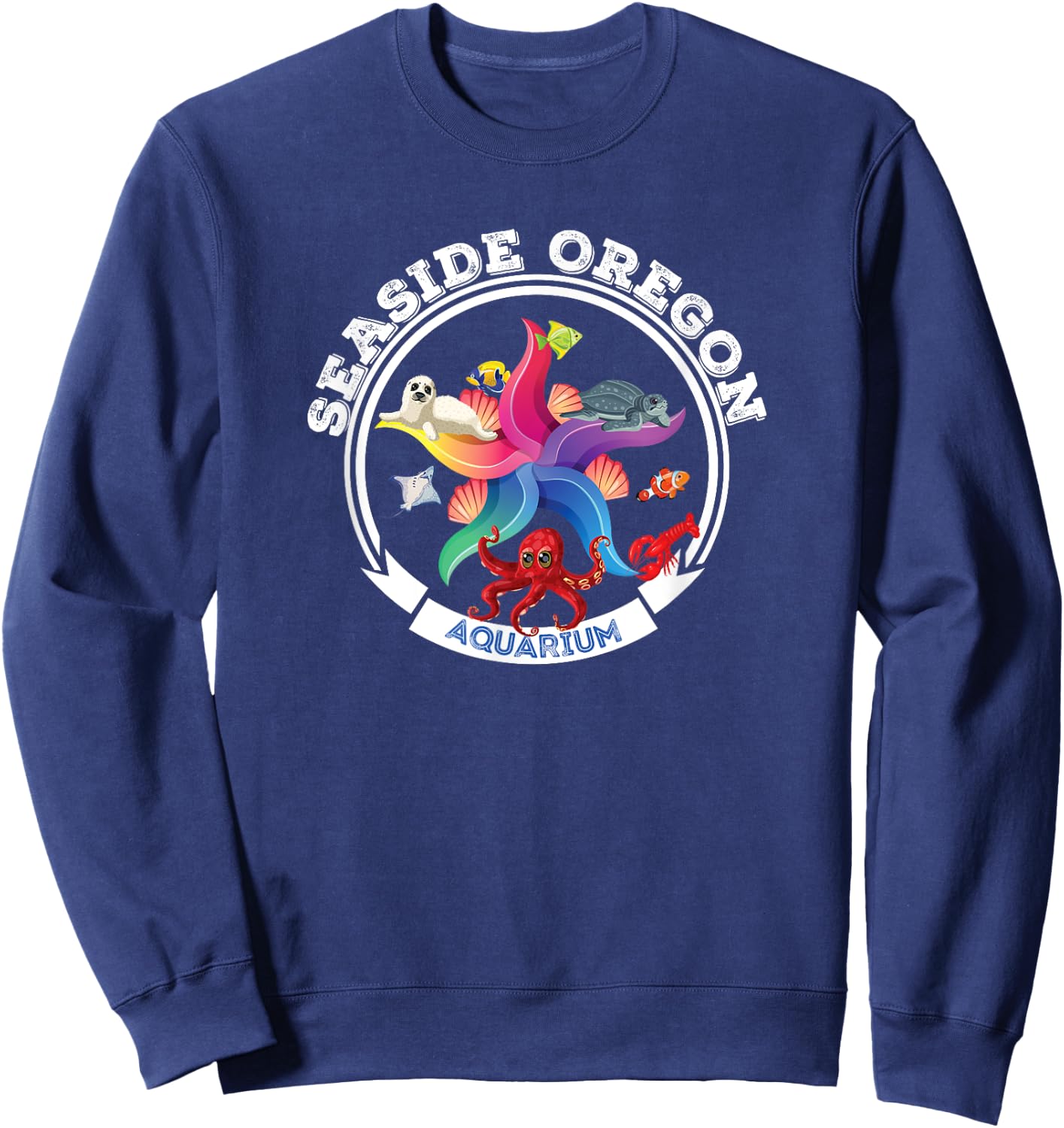 Seaside Oregon Aquarium Marine Life Sea Creatures Souvenir Sweatshirt - Sweatshirt | Navy