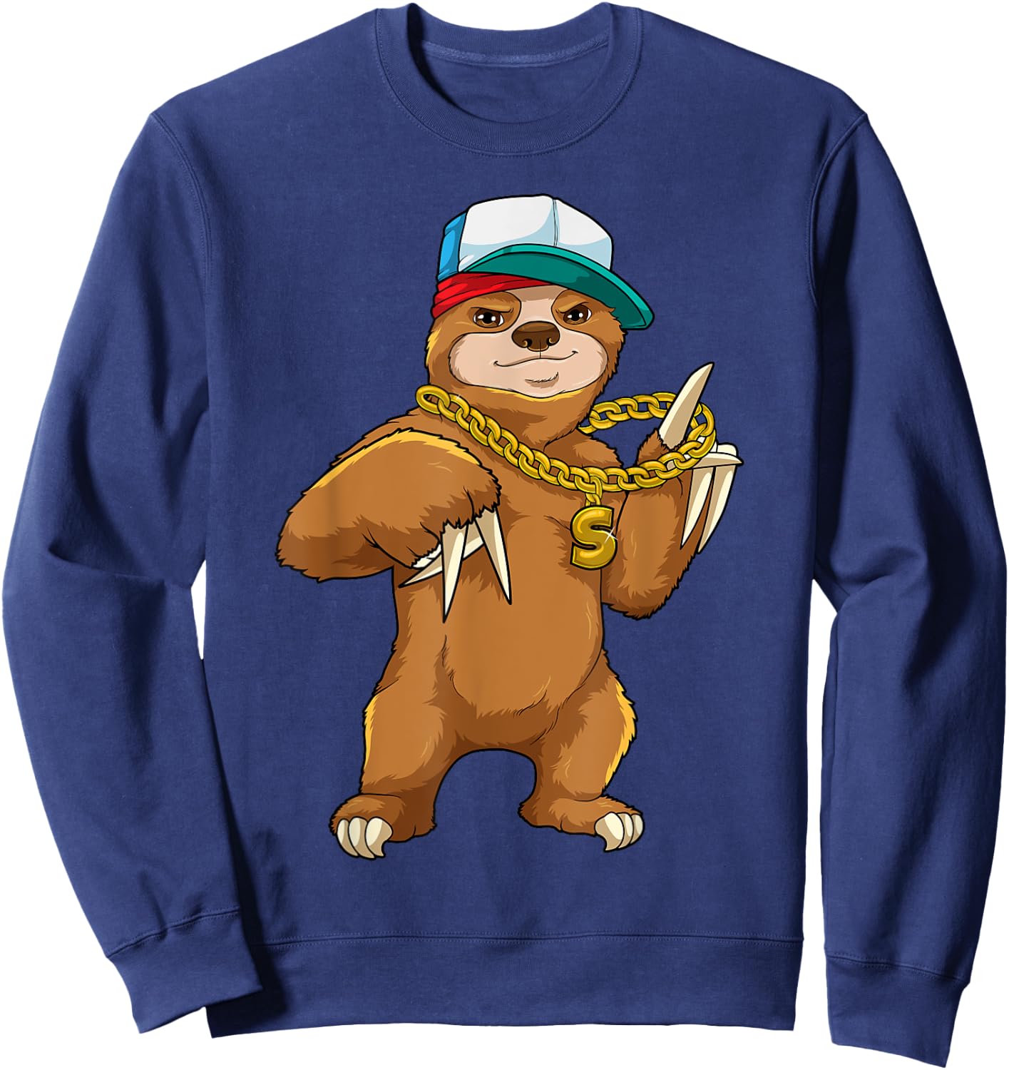 Urban Sloth Rapper Hip Hop Street Music Chain Slow Music Sweatshirt - Sweatshirt | Navy
