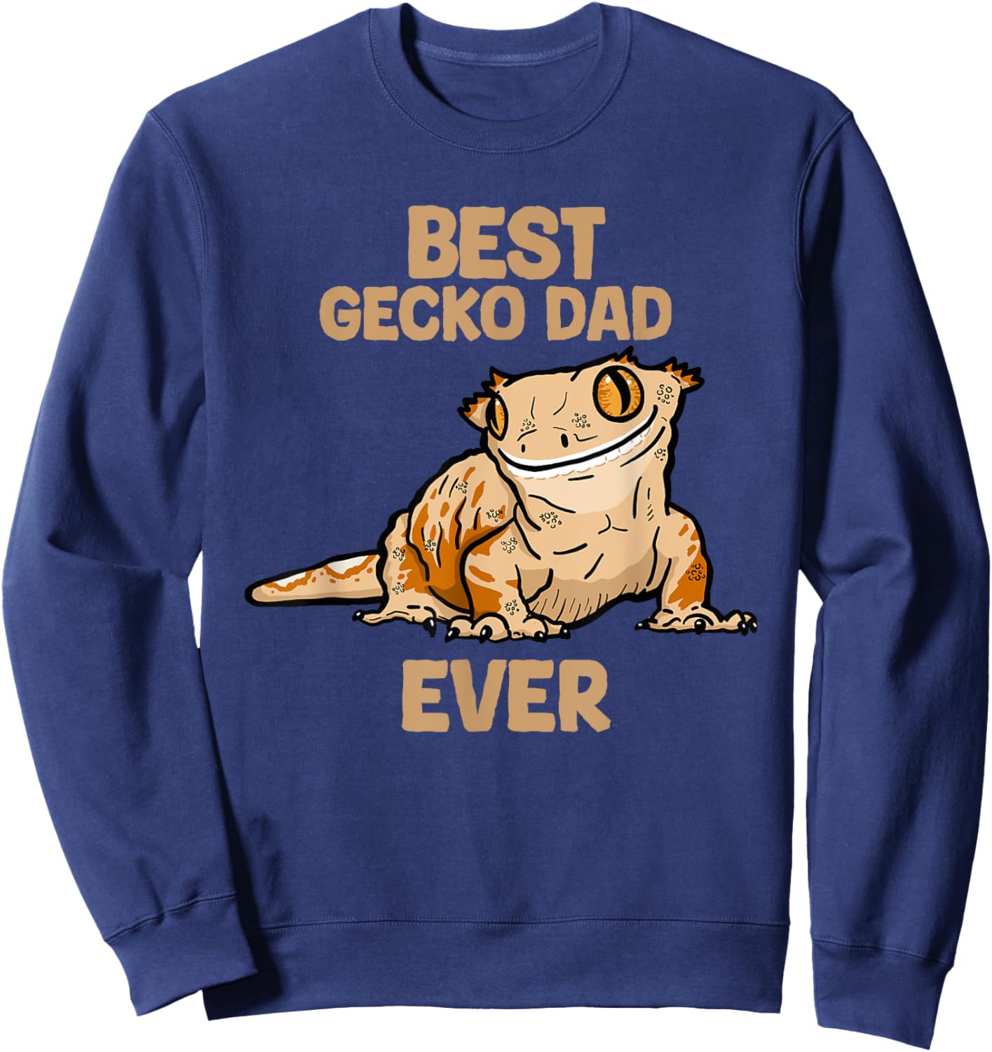 Father's Day Best Gecko Dad Ever Crested Gecko Sweatshirt - Sweatshirt | Navy
