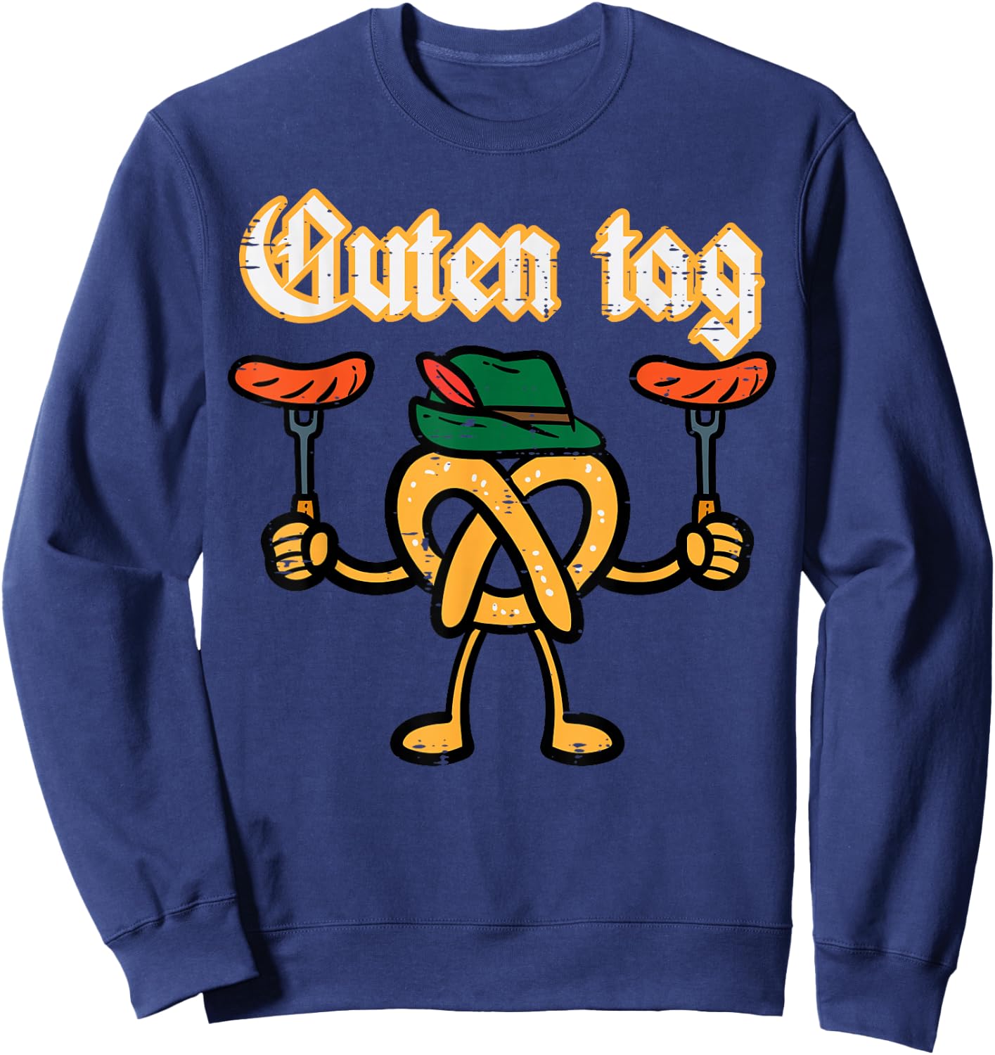 Oktoberfest Guten Tag Pretzel German Costume Kids Men Women Sweatshirt - Sweatshirt | Navy
