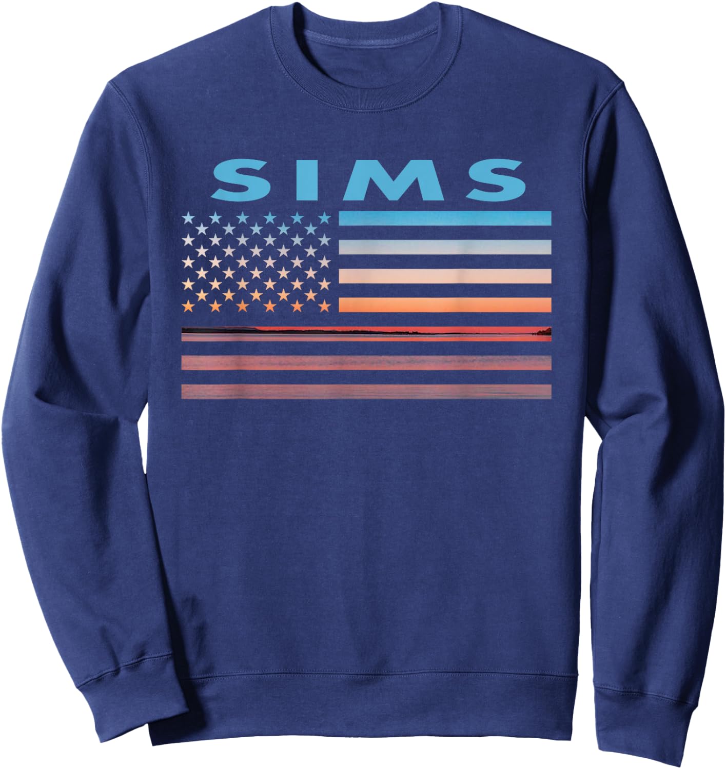 Vintage Sunset American Flag Sims, South Carolina Women Men Sweatshirt - Sweatshirt | Navy