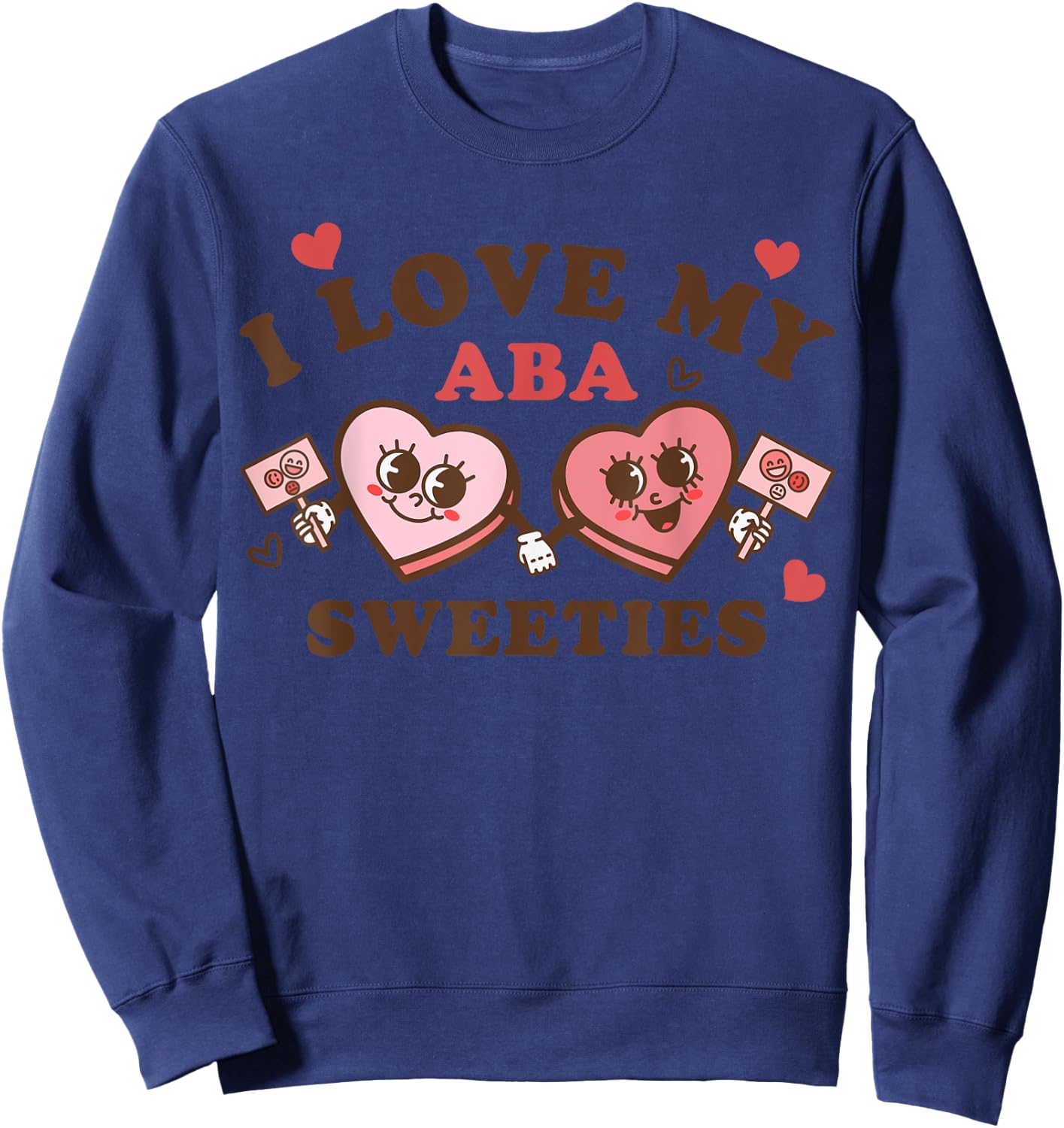 ABA Sweeties Therapy Crew Groovy Hearts Behavior Valentines Sweatshirt - Sweatshirt | Navy