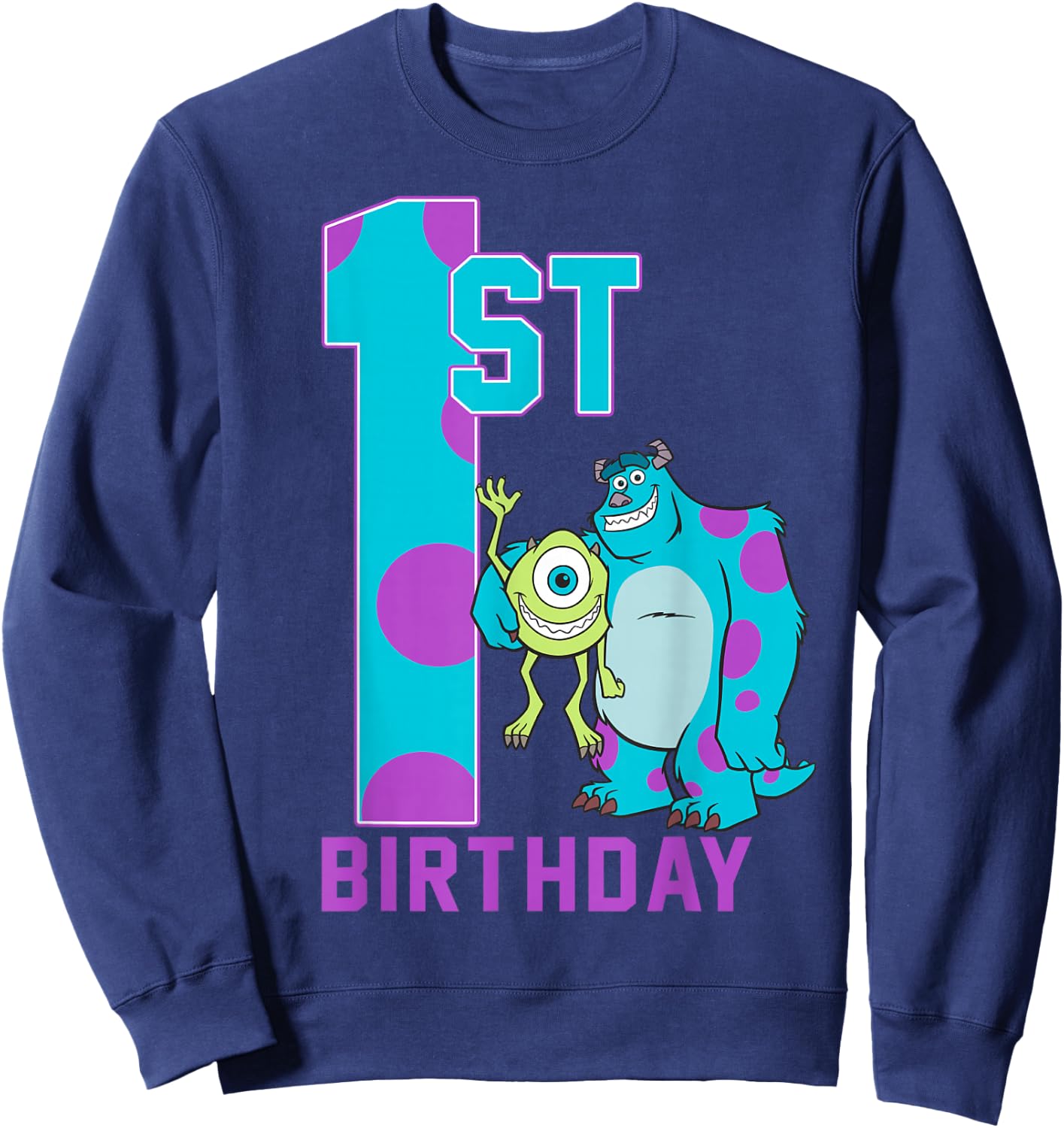 Disney Pixar Monsters Inc. Mike & Sully Happy 1st Birthday Sweatshirt - Sweatshirt | Navy