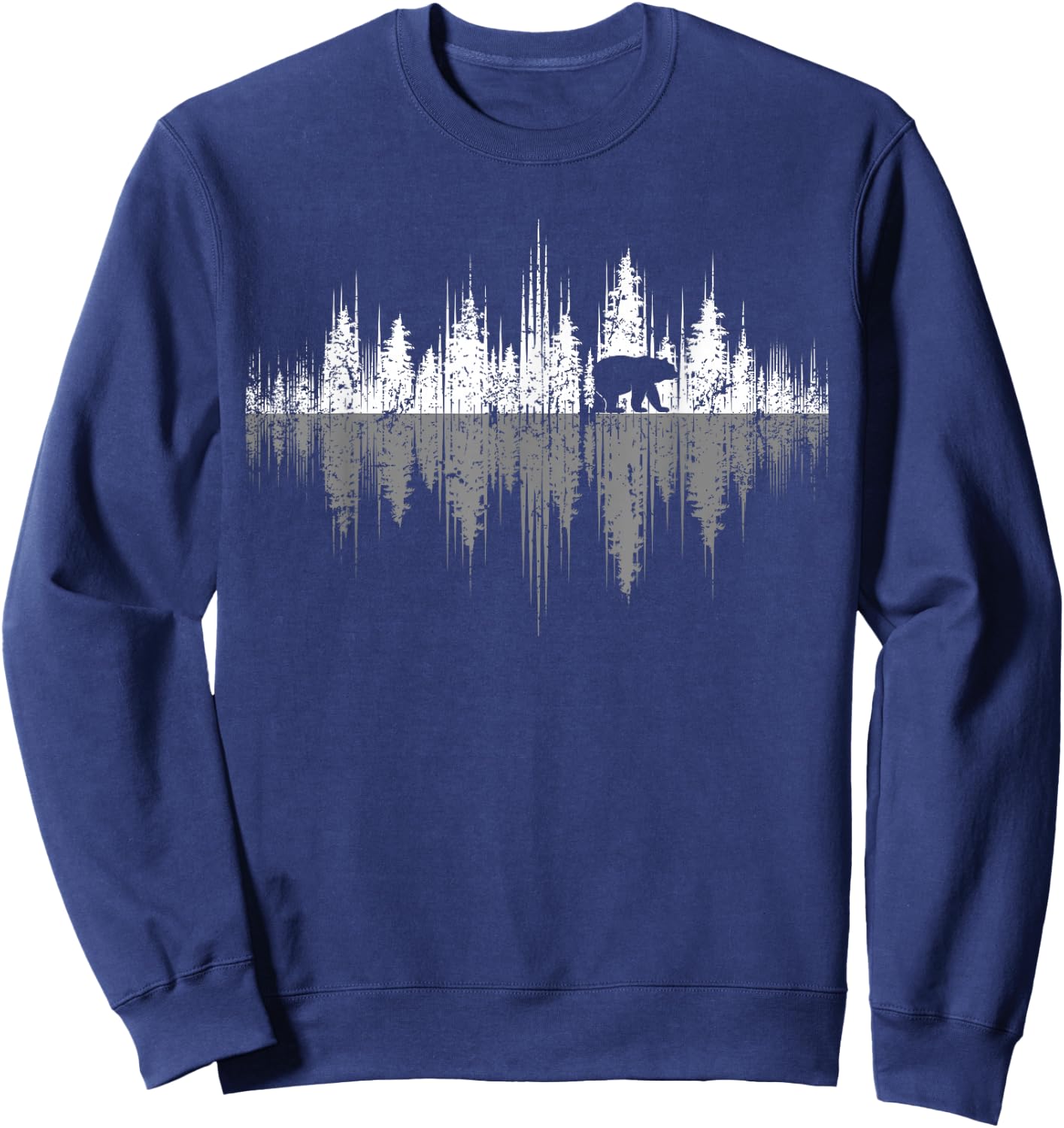 Trees Reflection Wildlife Nature Animal Bear Outdoor Forest Small Sweatshirt - Sweatshirt | Navy