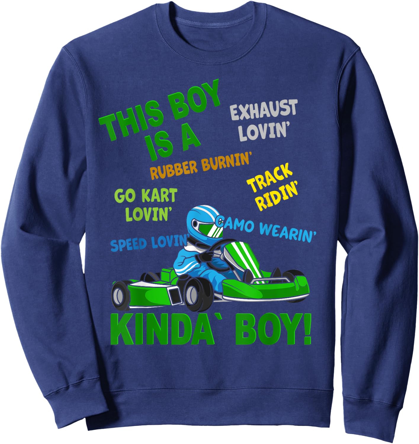 Go-Kart Boy - Go-Kart Track - Racing Kart Driving Sweatshirt - Sweatshirt | Navy