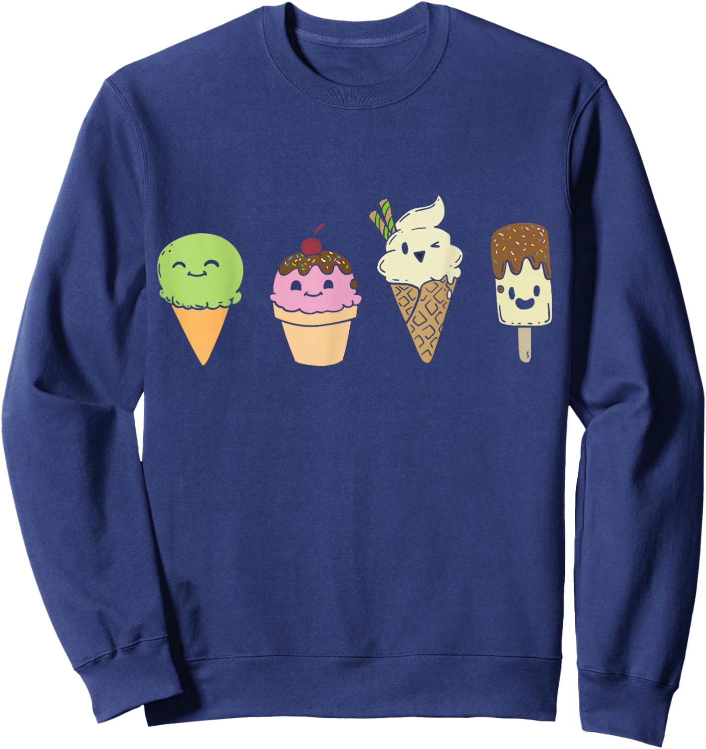 Ice Cream Cones Popsicle Frozen Food Gift Sweatshirt - Sweatshirt | Navy