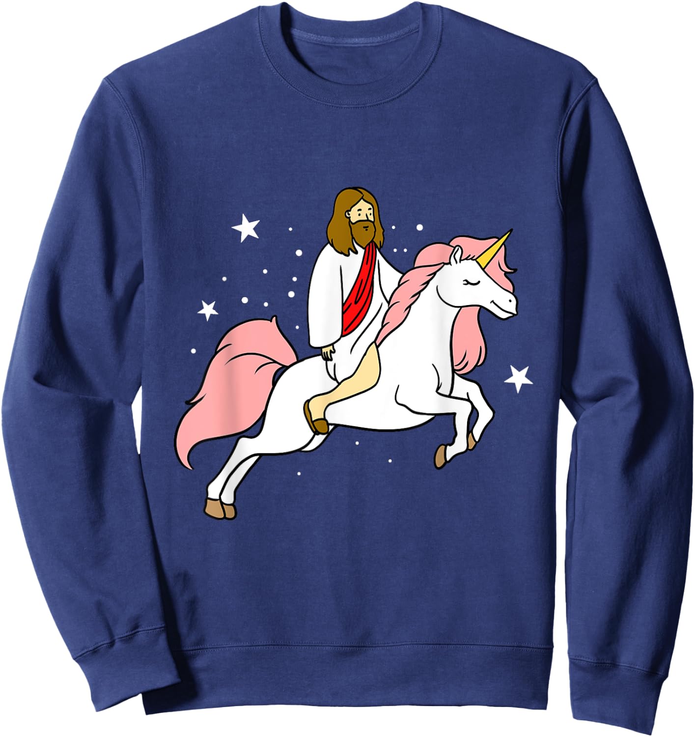Jesus Riding Unicorn Sweatshirt - Sweatshirt | Navy