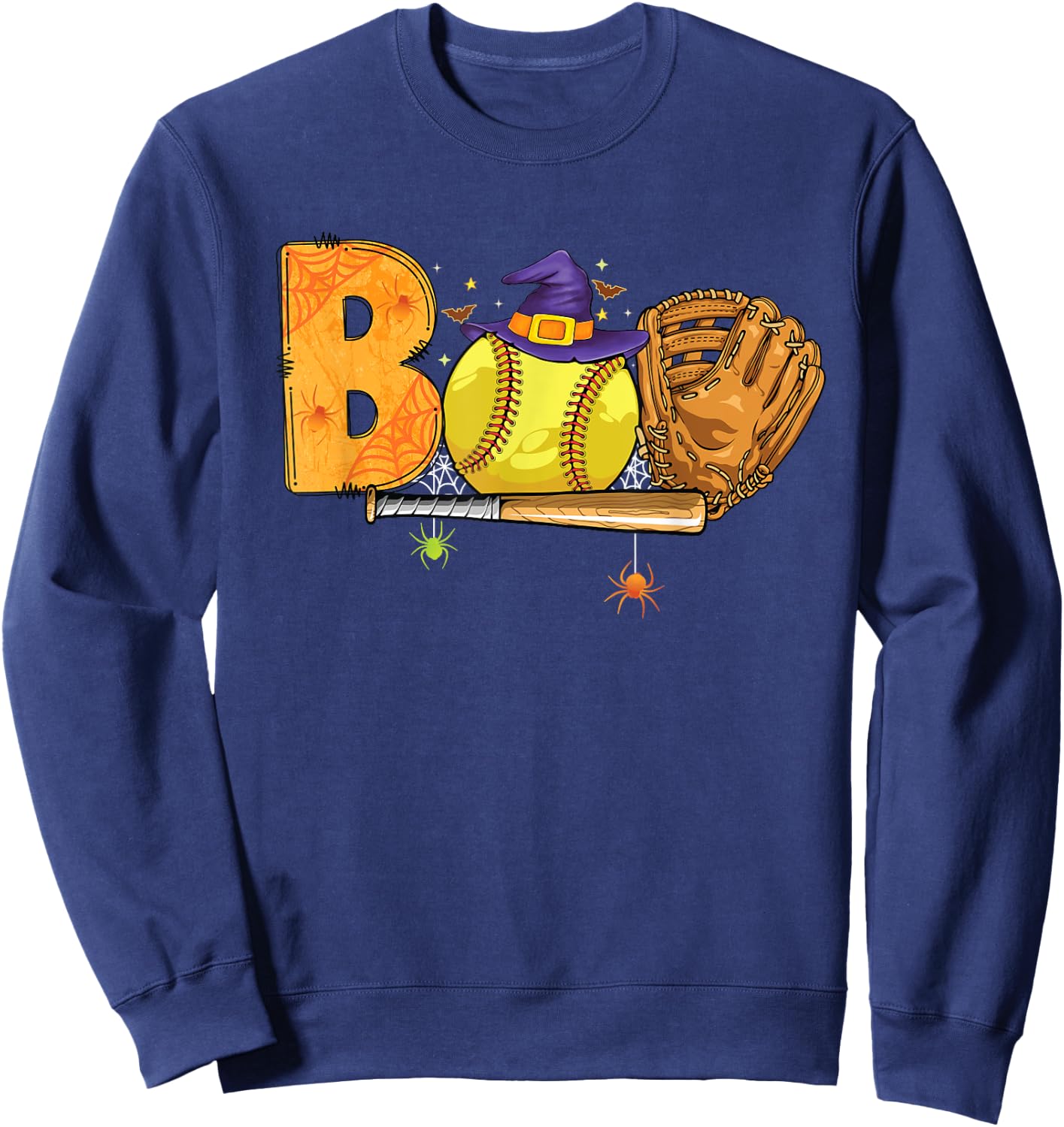 Boo softball Player Catcher Pitcher funny Halloween costume Sweatshirt - Sweatshirt | Navy