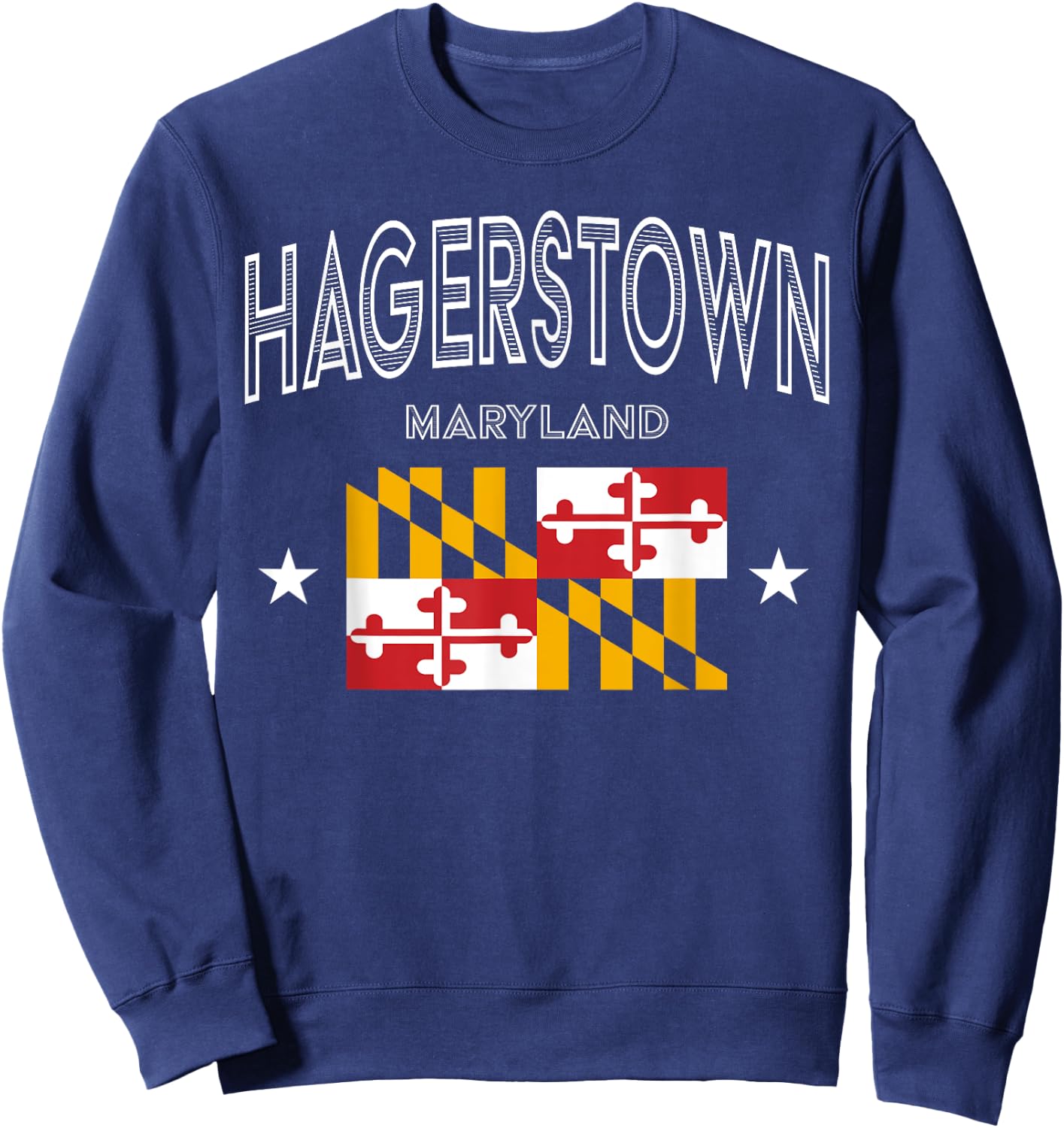 Retro Hagerstown Maryland MD Flag Sport Throwback Sweatshirt - Sweatshirt | Navy