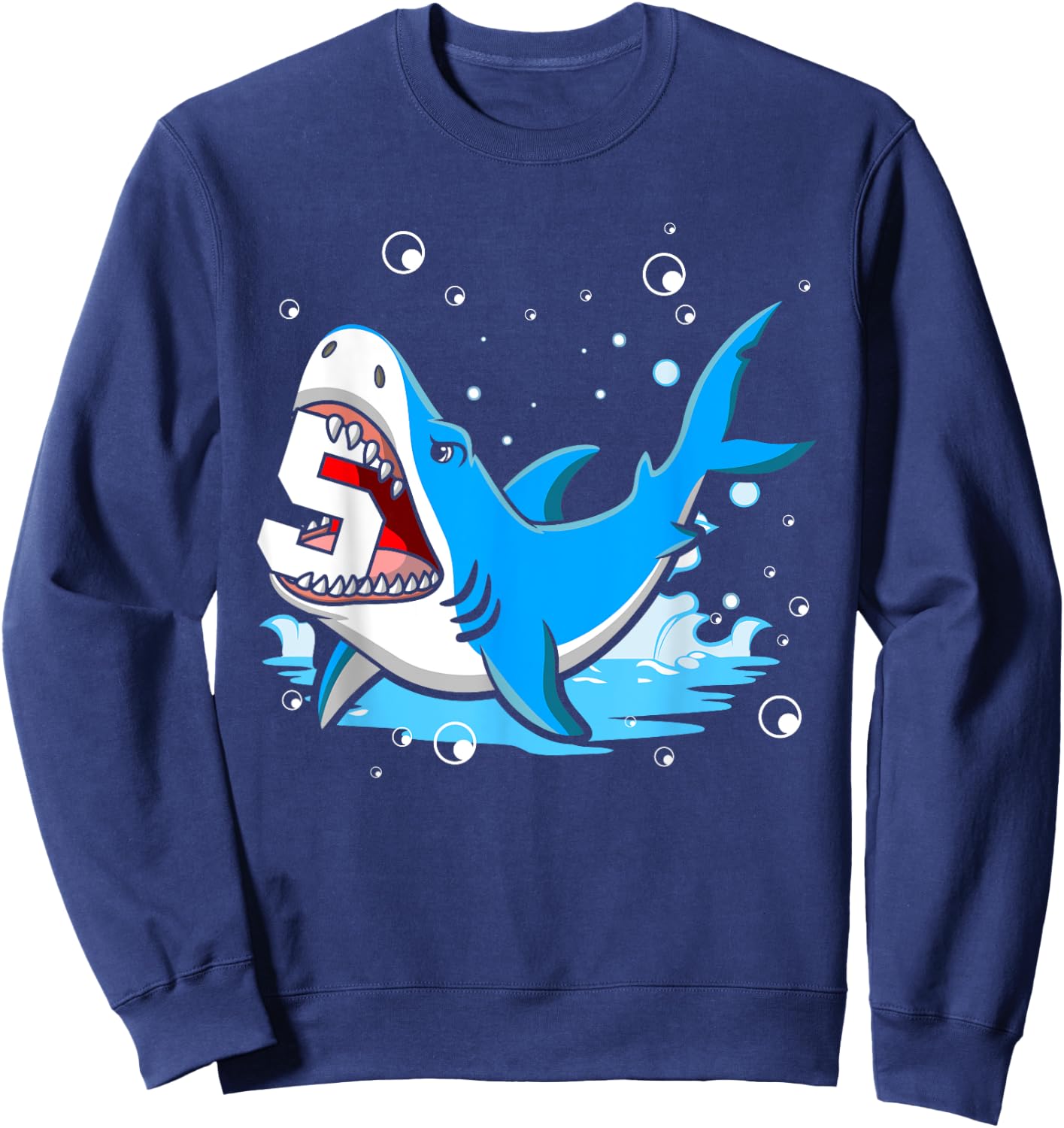 Kids Shark 5th Birthday Boys Funny Shark 5 yrs Old Birthday Sweatshirt - Sweatshirt | Navy