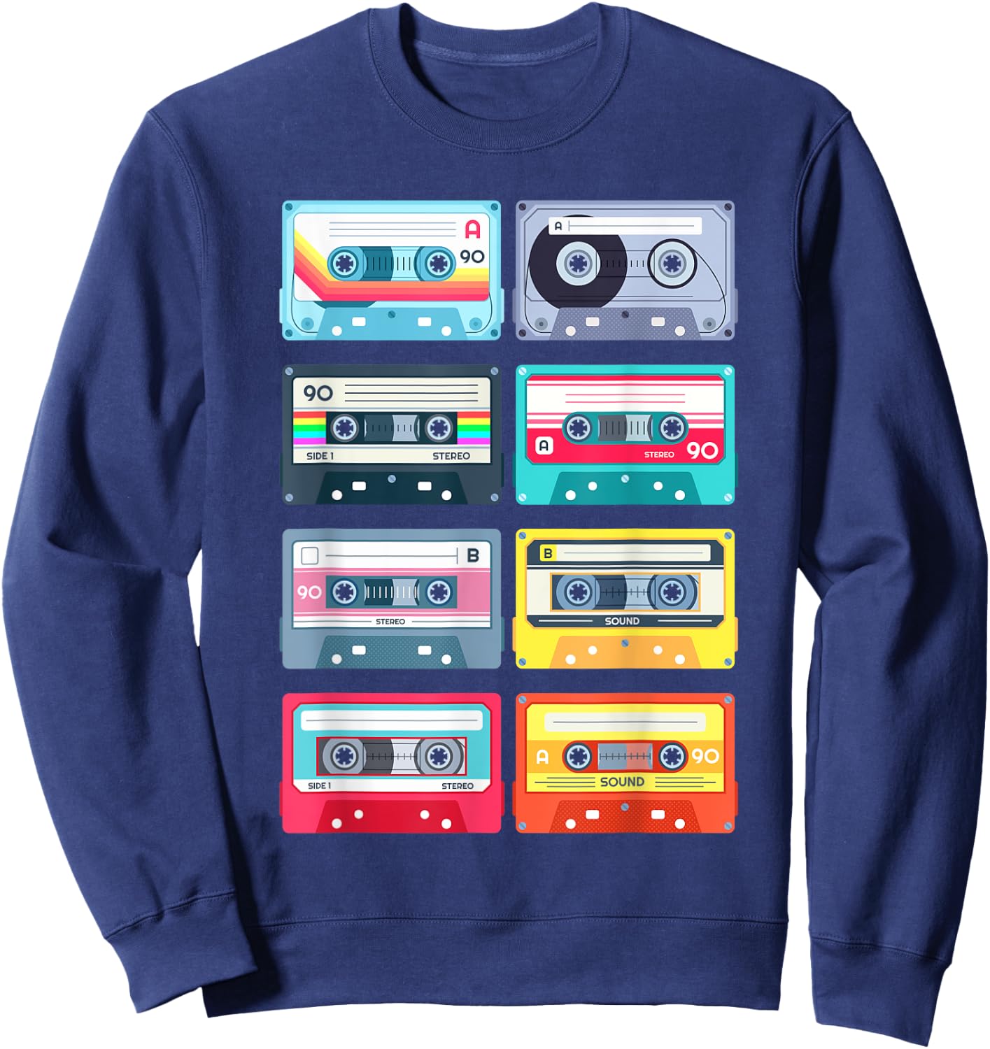 80s 90s Vintage Graphic Novelty & Cool Designs Sweatshirt - Sweatshirt | Navy