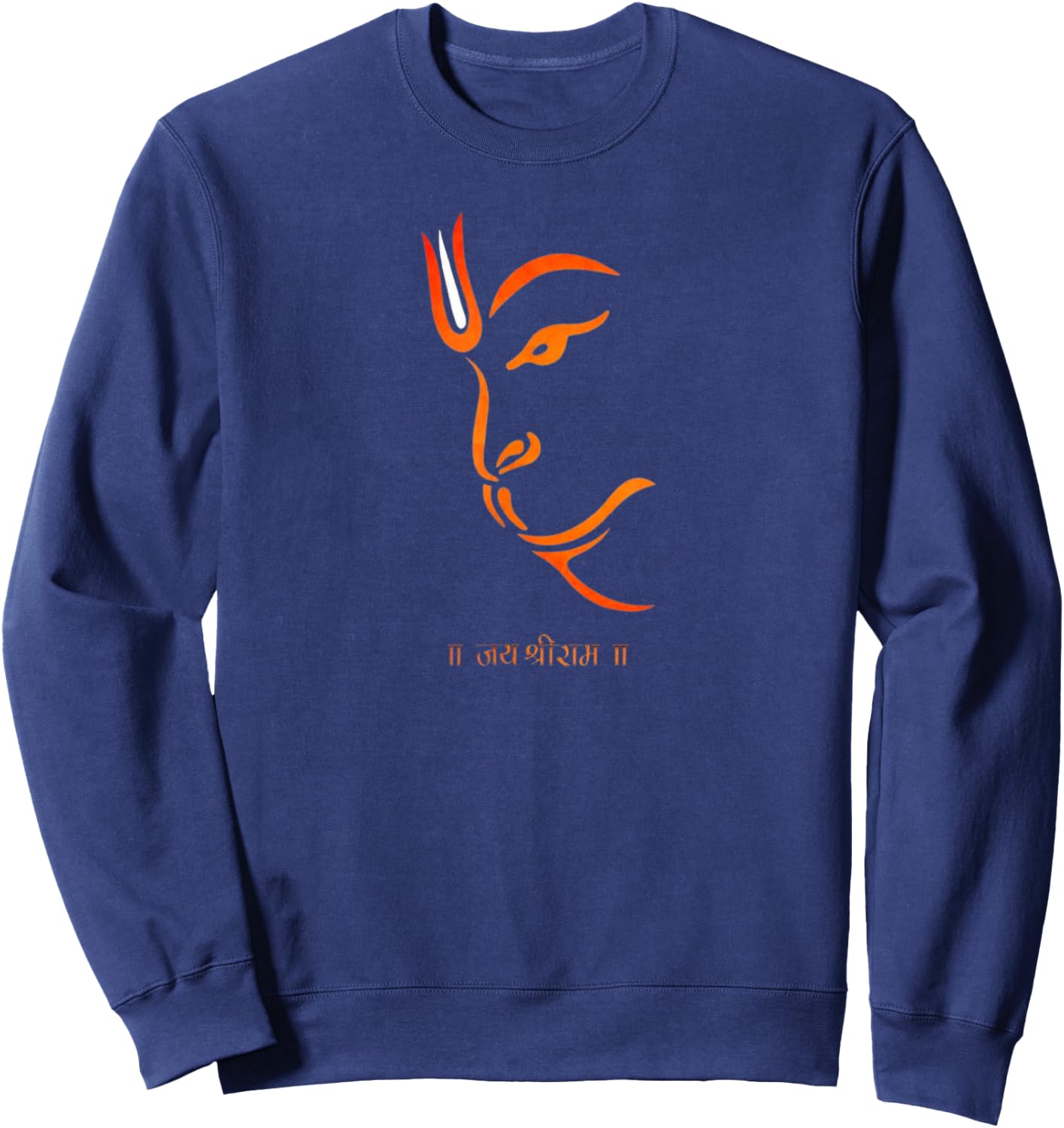 Hanuman face line art with Jay Shree Ram Slogan Sweatshirt - Sweatshirt | Navy