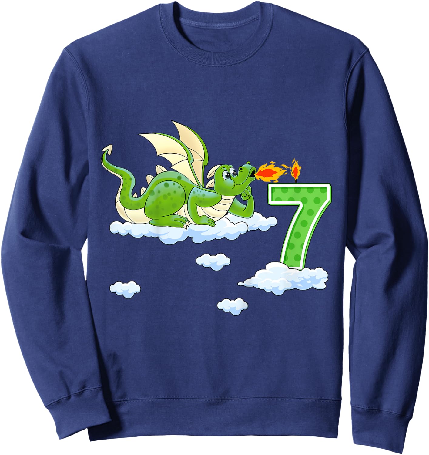 Kids Dragon 7 Year Old Birthday Outfit Boy Knight 7th Birthday Sweatshirt - Sweatshirt | Navy