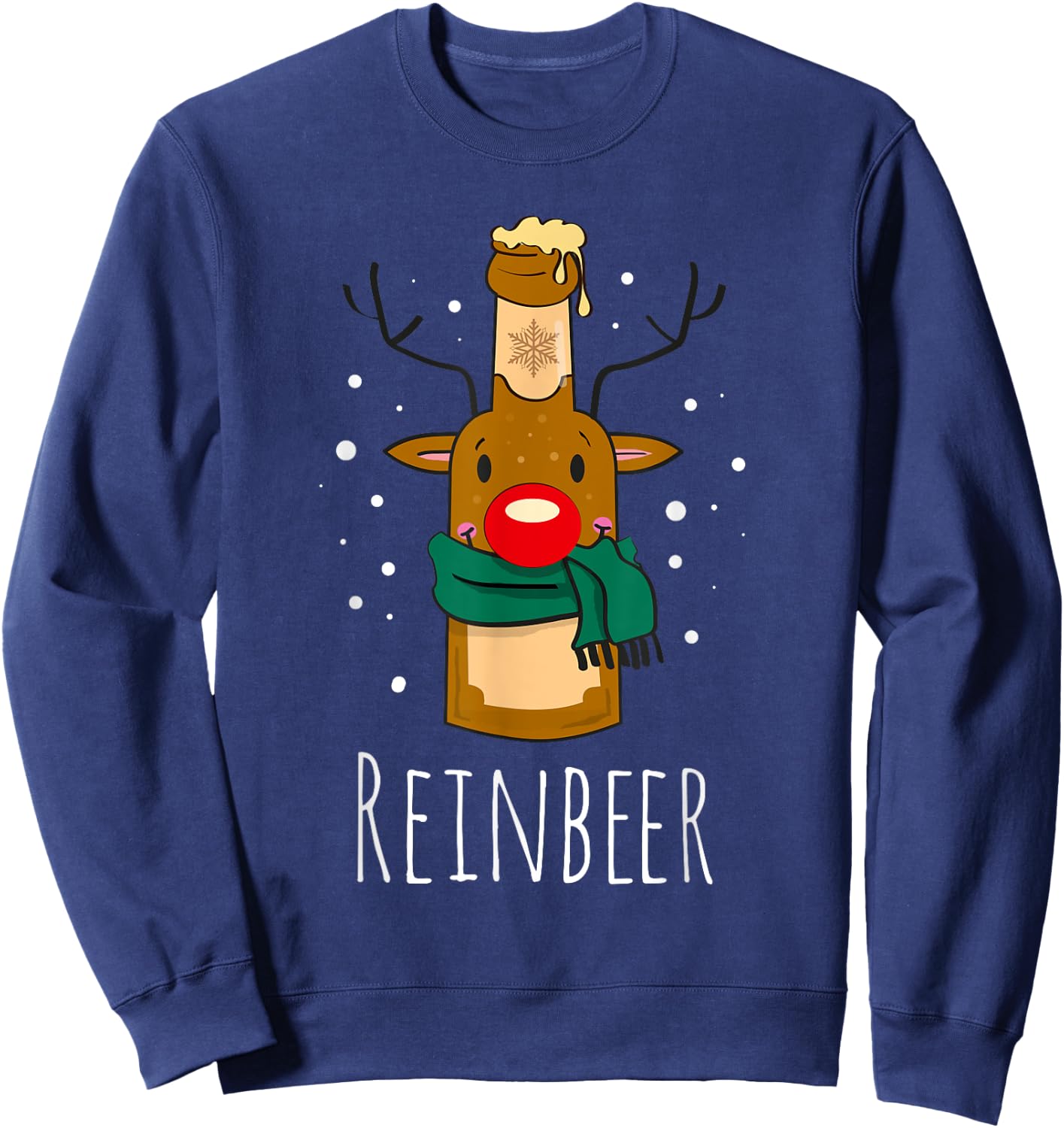 REINBEER Funny Reindeer Beer Christmas Celebrations Drink Sweatshirt - Sweatshirt | Navy