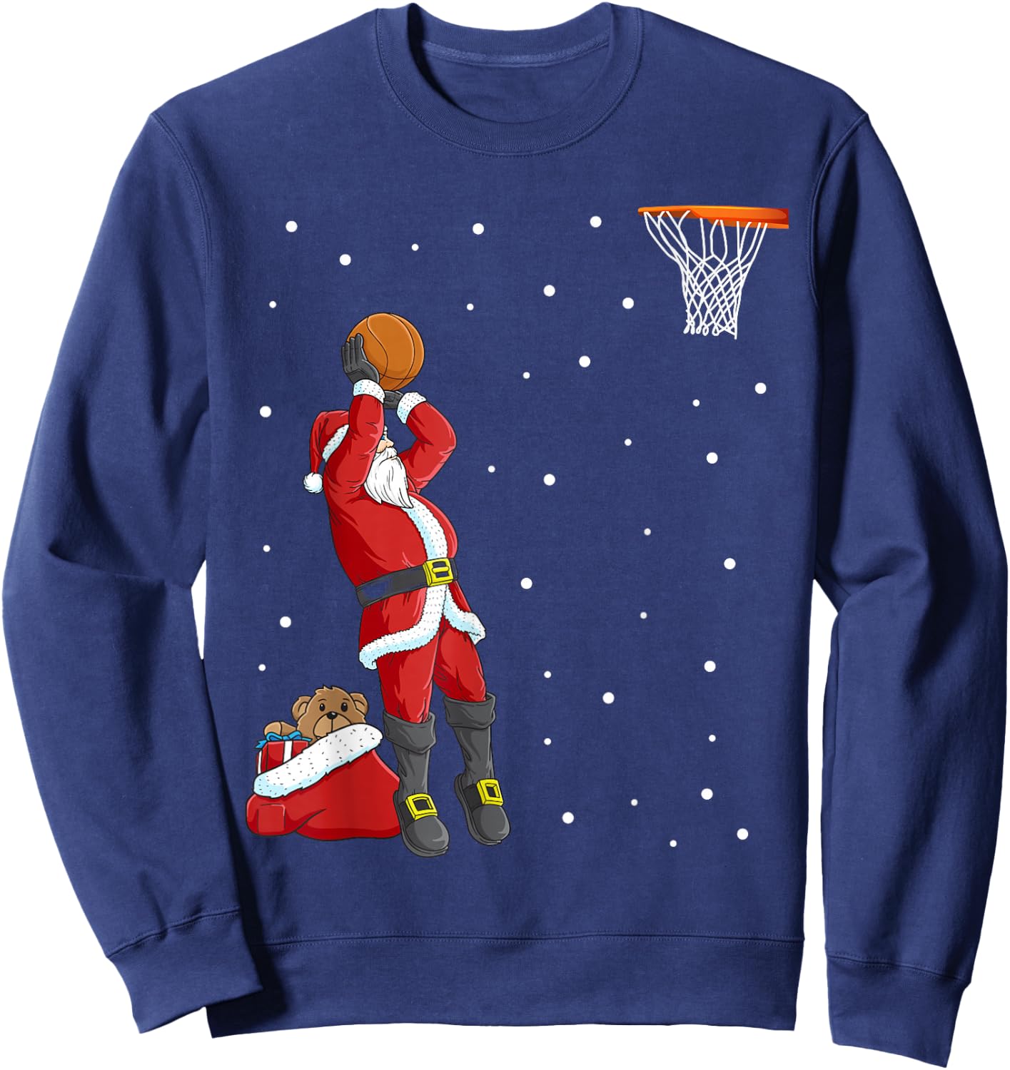 Funny Santa Claus Basketball Christmas Jumper Sweatshirt - Sweatshirt | Navy