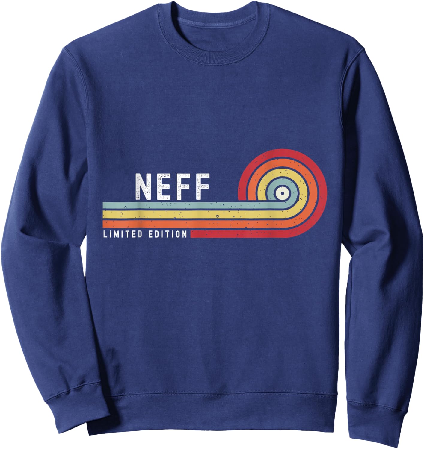 NEFF Proud Family Retro Sunset Last Name Surname Sweatshirt - Sweatshirt | Navy