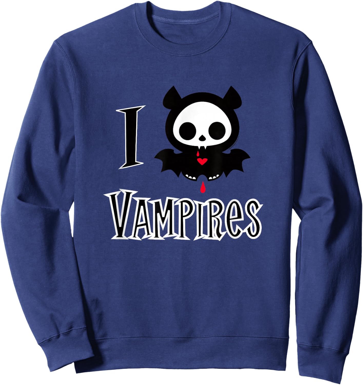 Skelanimals Diego Bat I Love Vampires Cute Retro Logo Sweatshirt - Sweatshirt | Navy