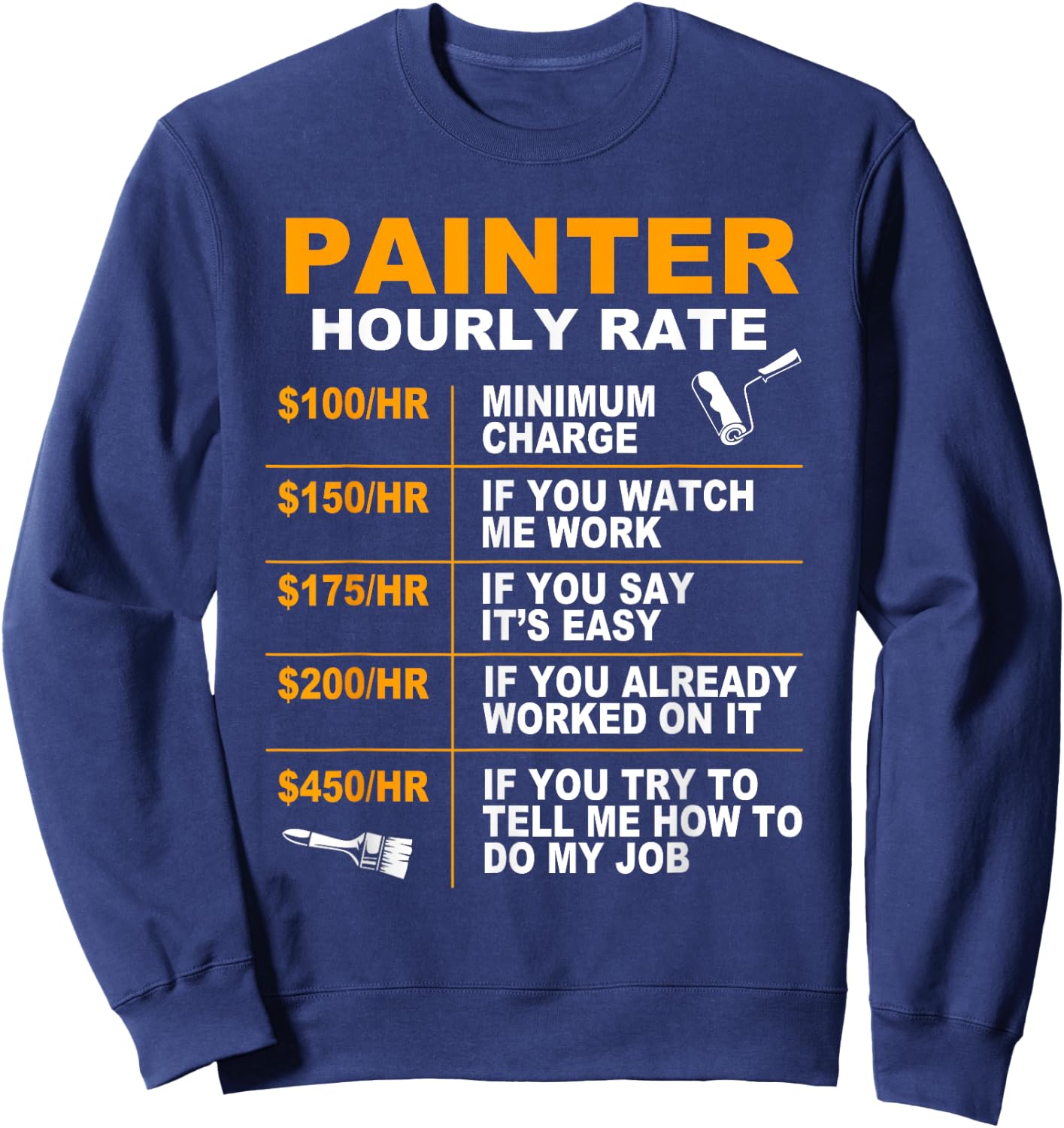 Painter Hourly Rate Artist Funny Painter Sweatshirt - Sweatshirt | Navy