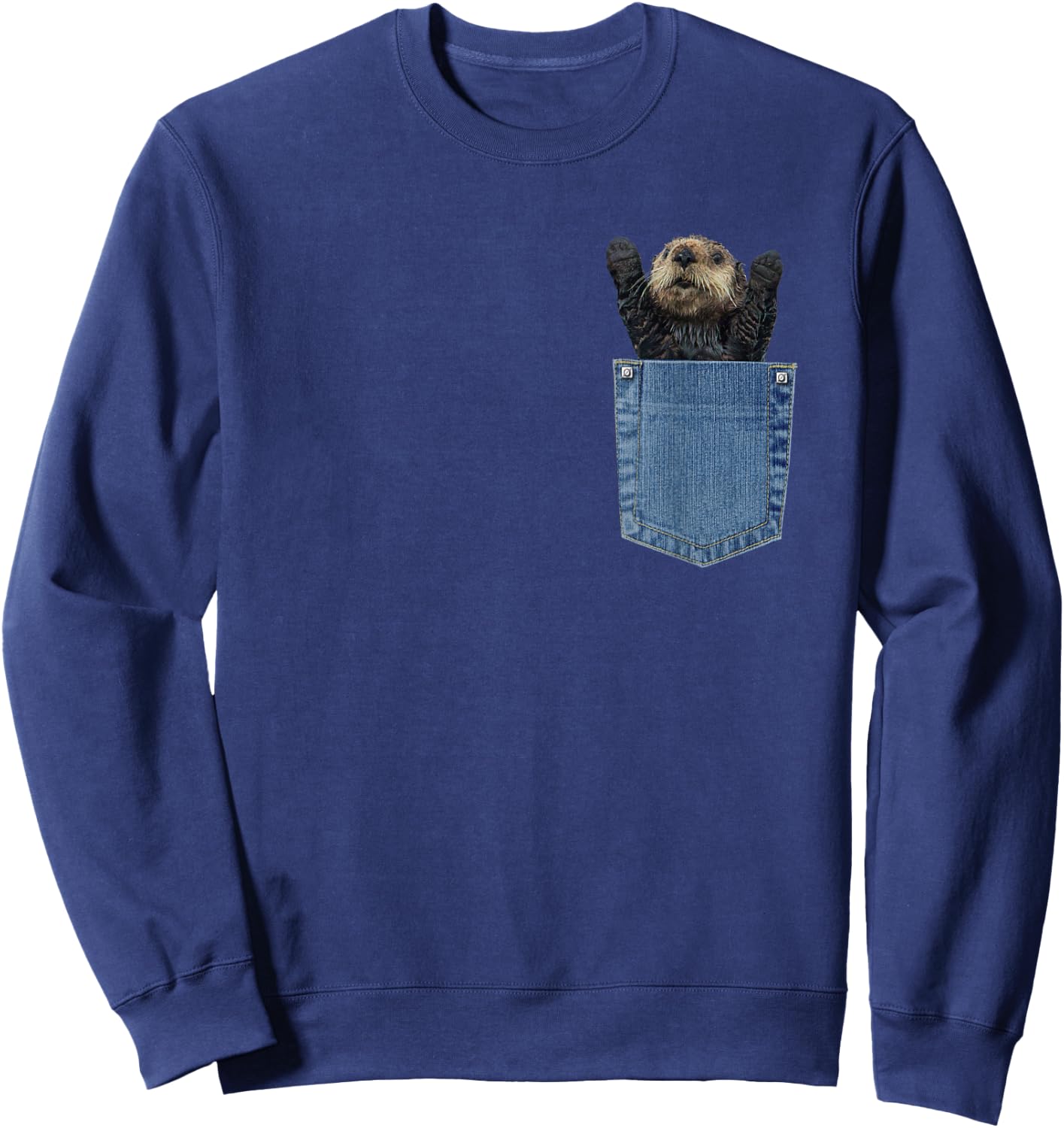 Otter Shirts Funny Adorable Sea Otter in Pocket Otter Sweatshirt - Sweatshirt | Navy
