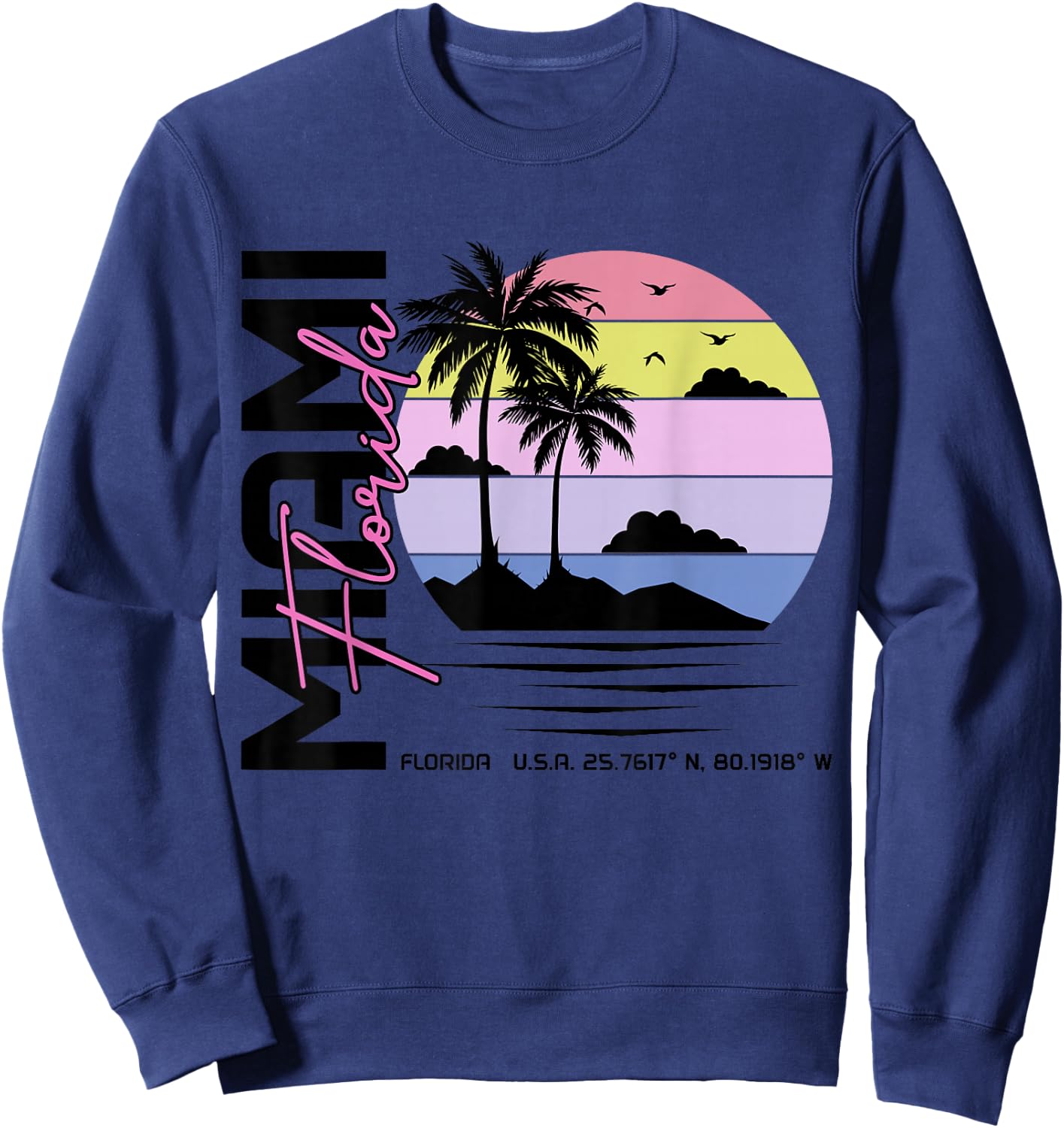 Miami Florida Vintage Retro Pride 305 Area Code Miami FL Sweatshirt - Sweatshirt | Navy