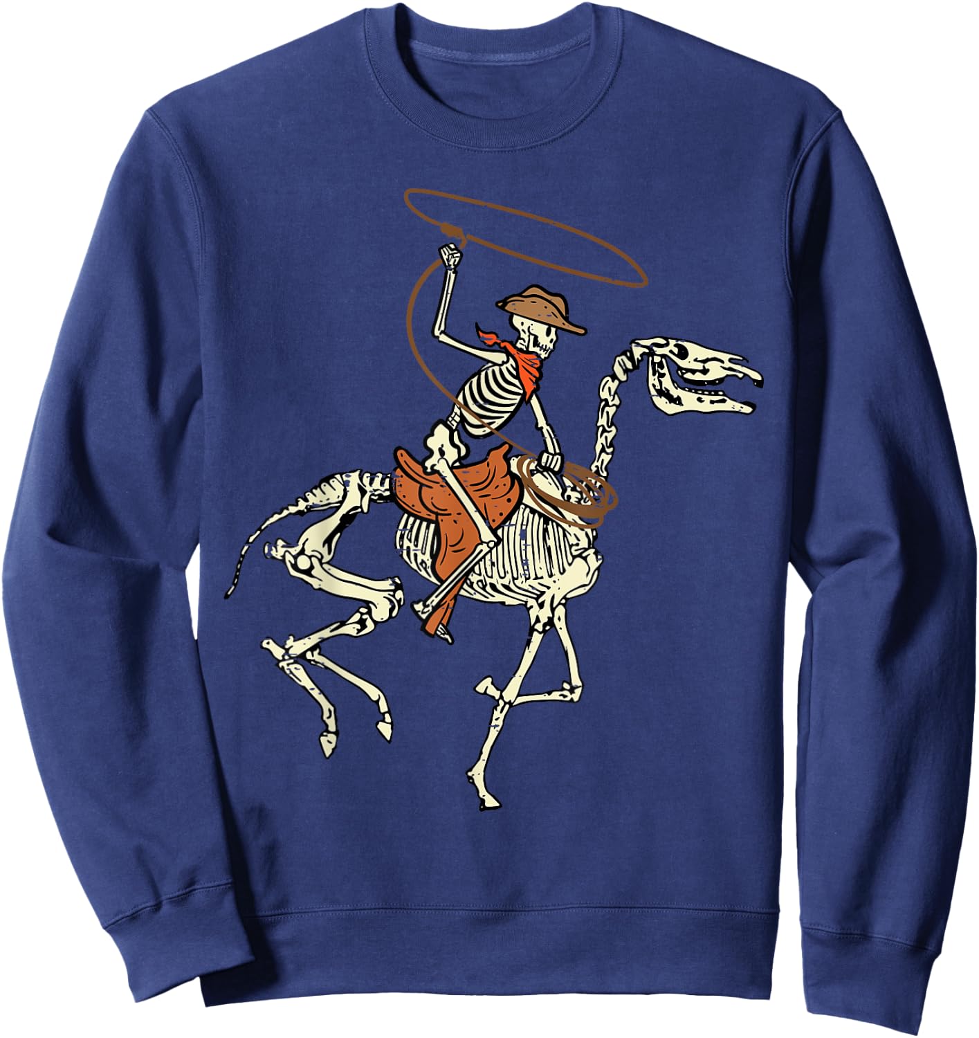 Halloween Cowboy Horse Skeleton Costume Men Boys Kids Women Sweatshirt - Sweatshirt | Navy