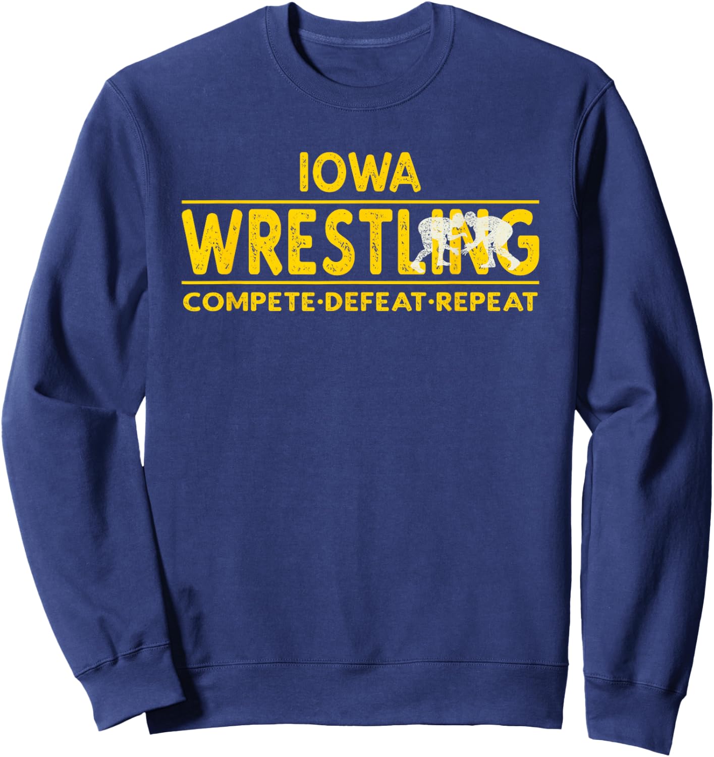 Iowa Wrestling - Compete, Defeat, Repeat Sweatshirt - Sweatshirt | Navy