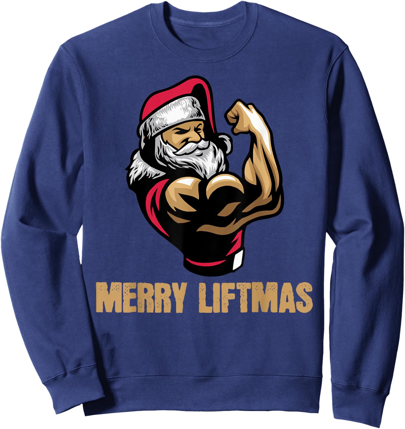 Santa Claus Gym Bodybuilding Fitness Merry Liftmas XMAS Sweatshirt - Sweatshirt | Navy