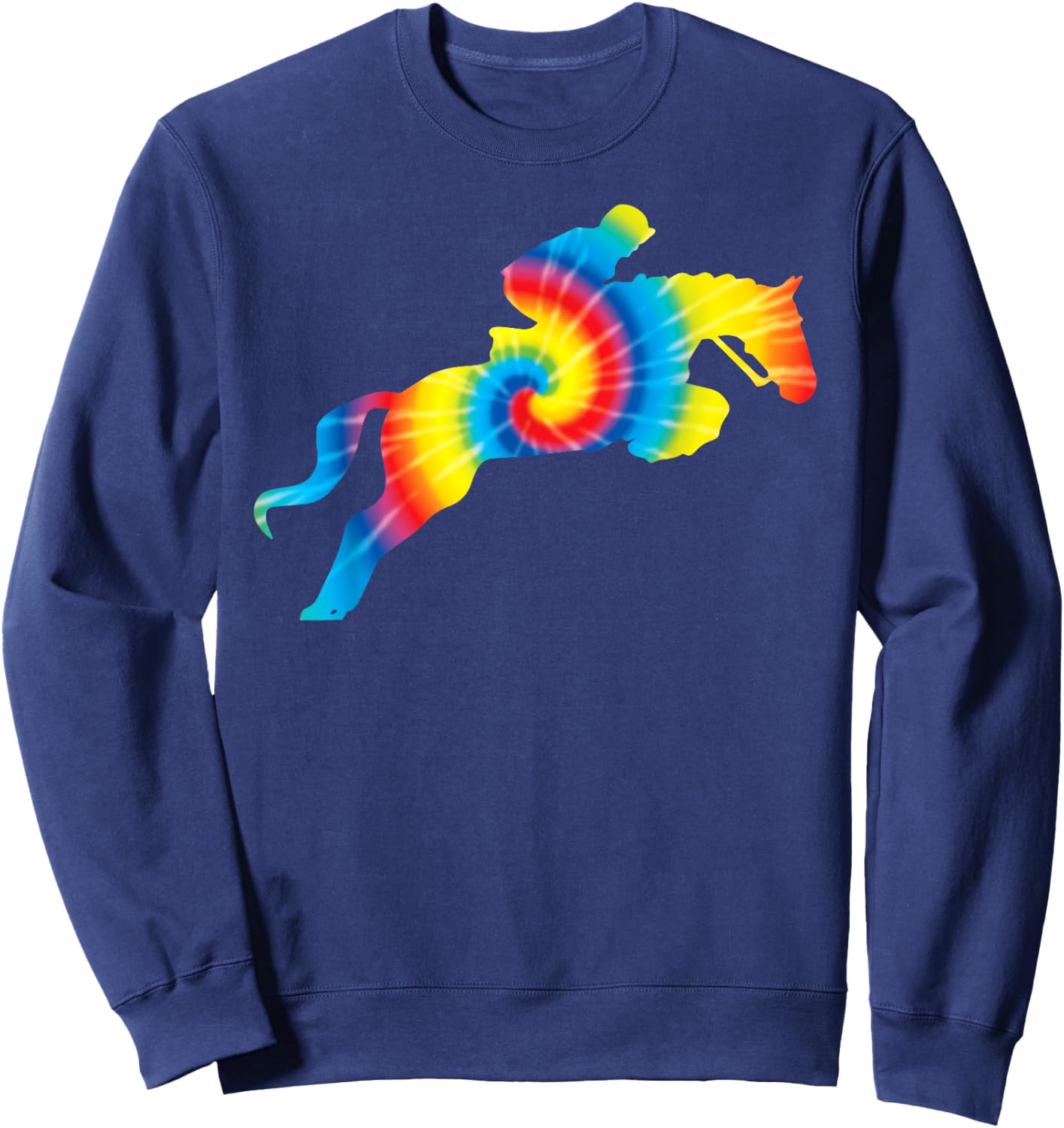 Tie Dye English Hunter Jumper Girl Riding Horse Gift Sweatshirt - Sweatshirt | Navy
