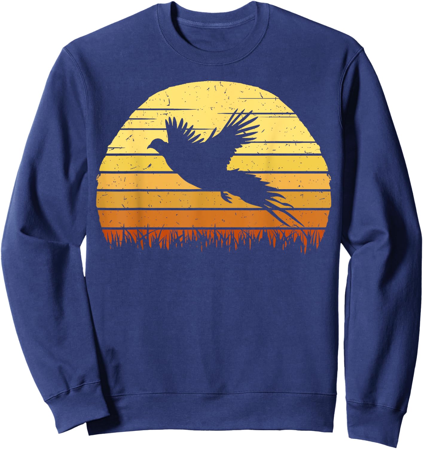 Pheasant Hunting Retro Hunter Flying Bird Shooting Gift Sweatshirt - Sweatshirt | Navy