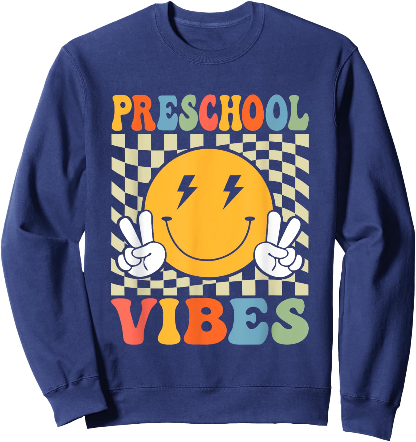 First Day of Preschool Vibes Back To School Teacher Boy Girl Sweatshirt - Sweatshirt | Navy