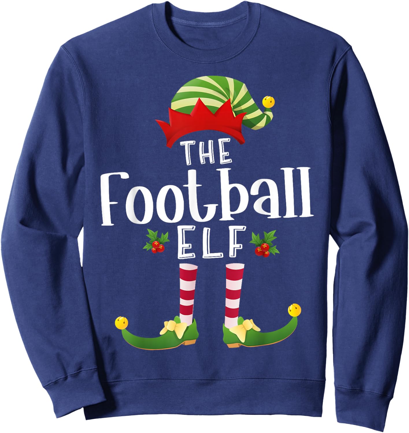 Football Christmas Elf Matching Pajama X-Mas Party Sweatshirt - Sweatshirt | Navy