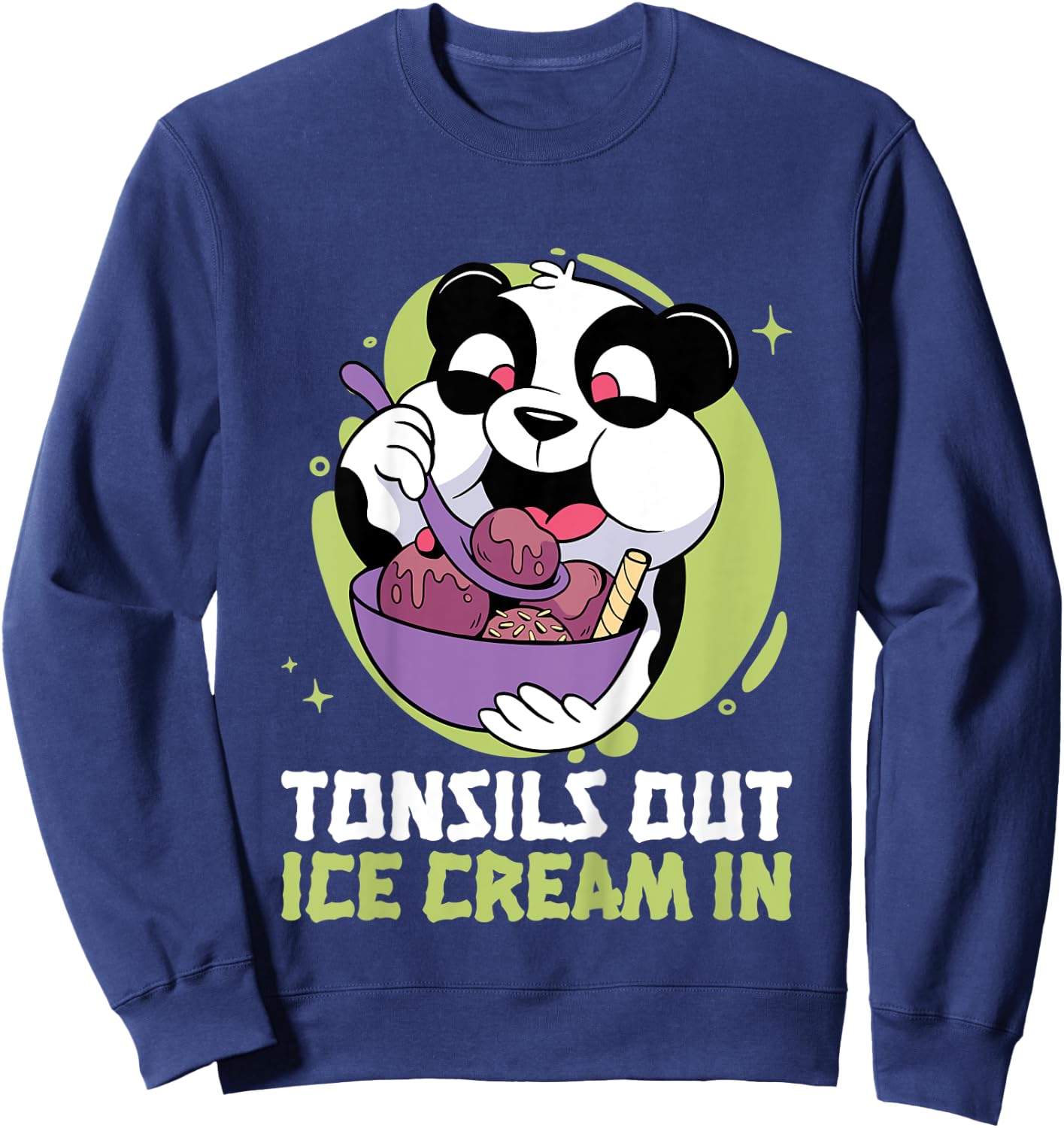 Tonsils Out Ice Cream In Panda Recovery for Kids Sweatshirt - Sweatshirt | Navy
