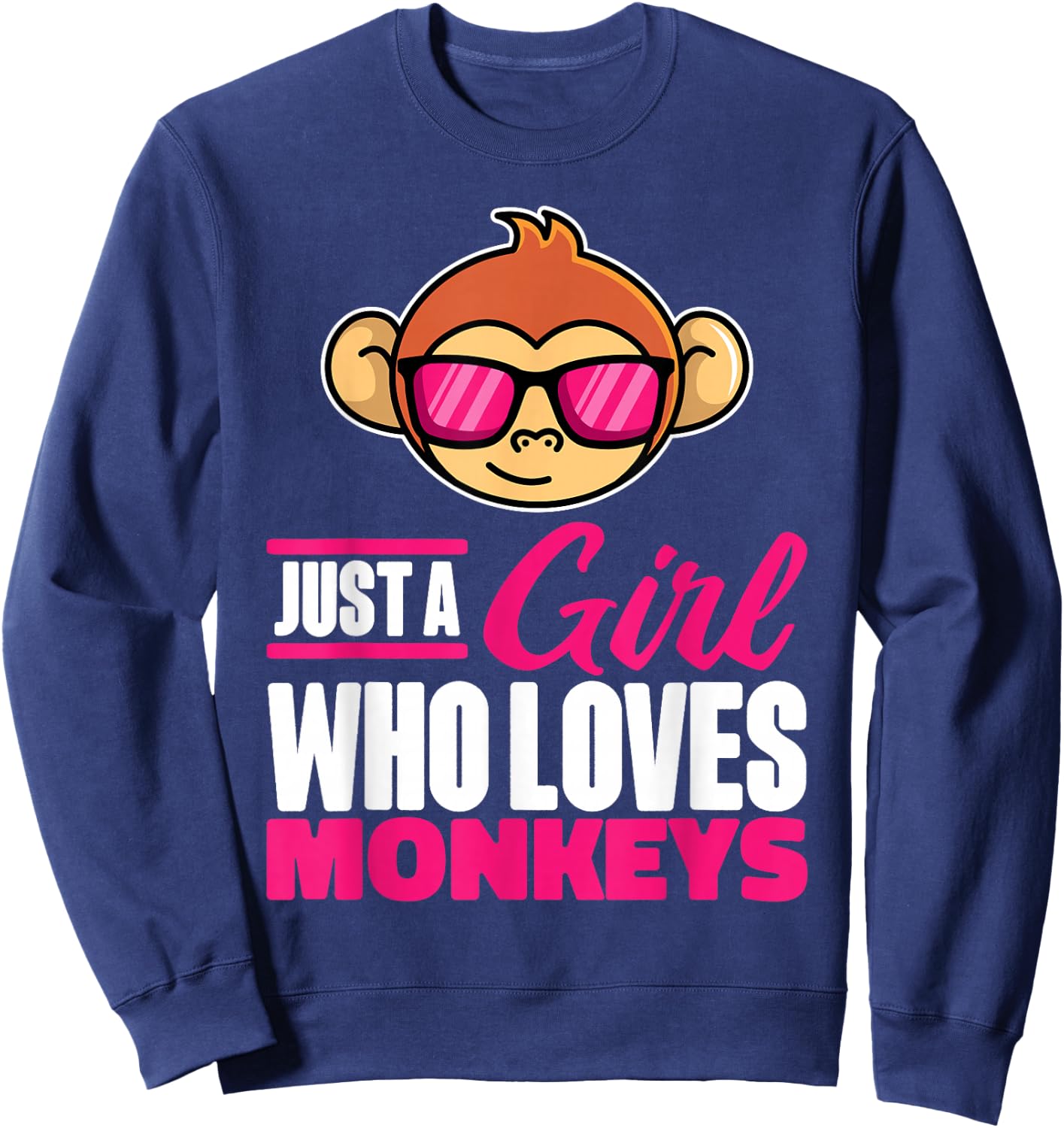 Just A Girl Who Loves Monkeys With Sunglasses For Kids Sweatshirt - Sweatshirt | Navy