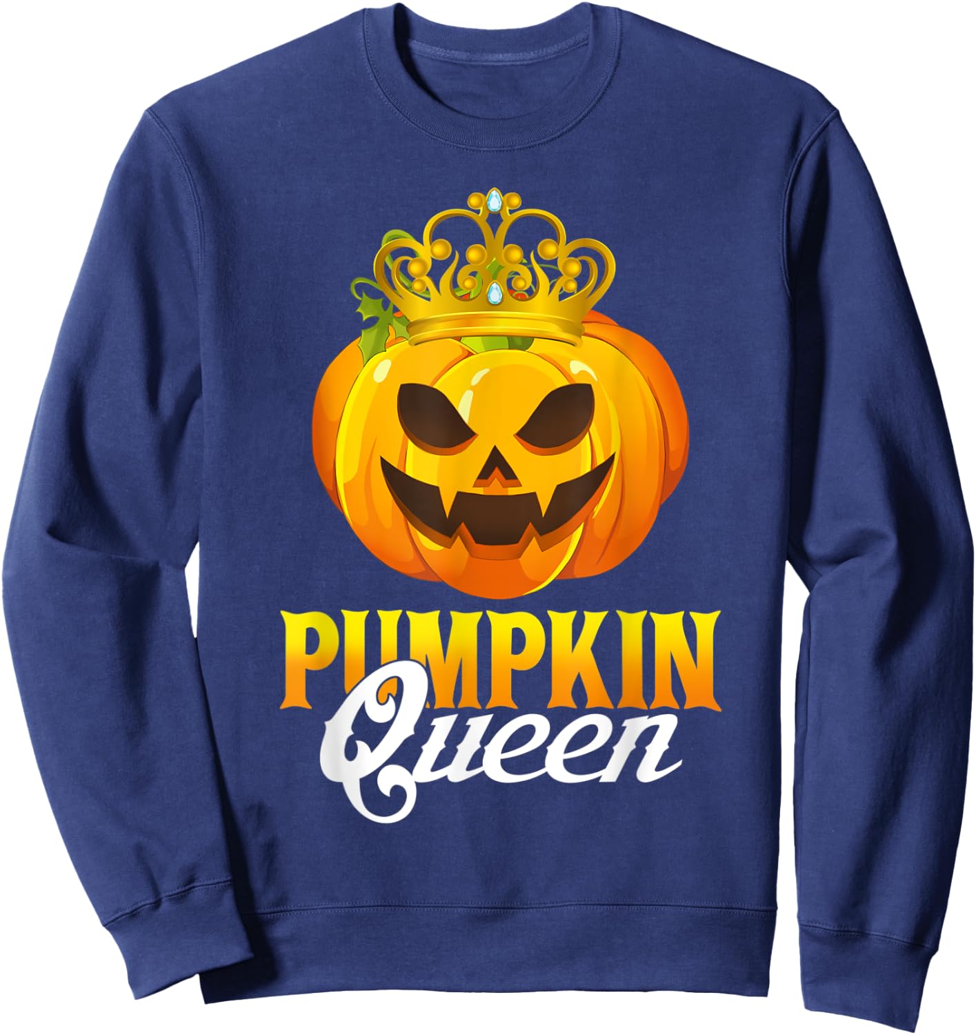 Vintage Pumpkin Queen Funny Pumpkin Couple Costume Halloween Sweatshirt - Sweatshirt | Navy