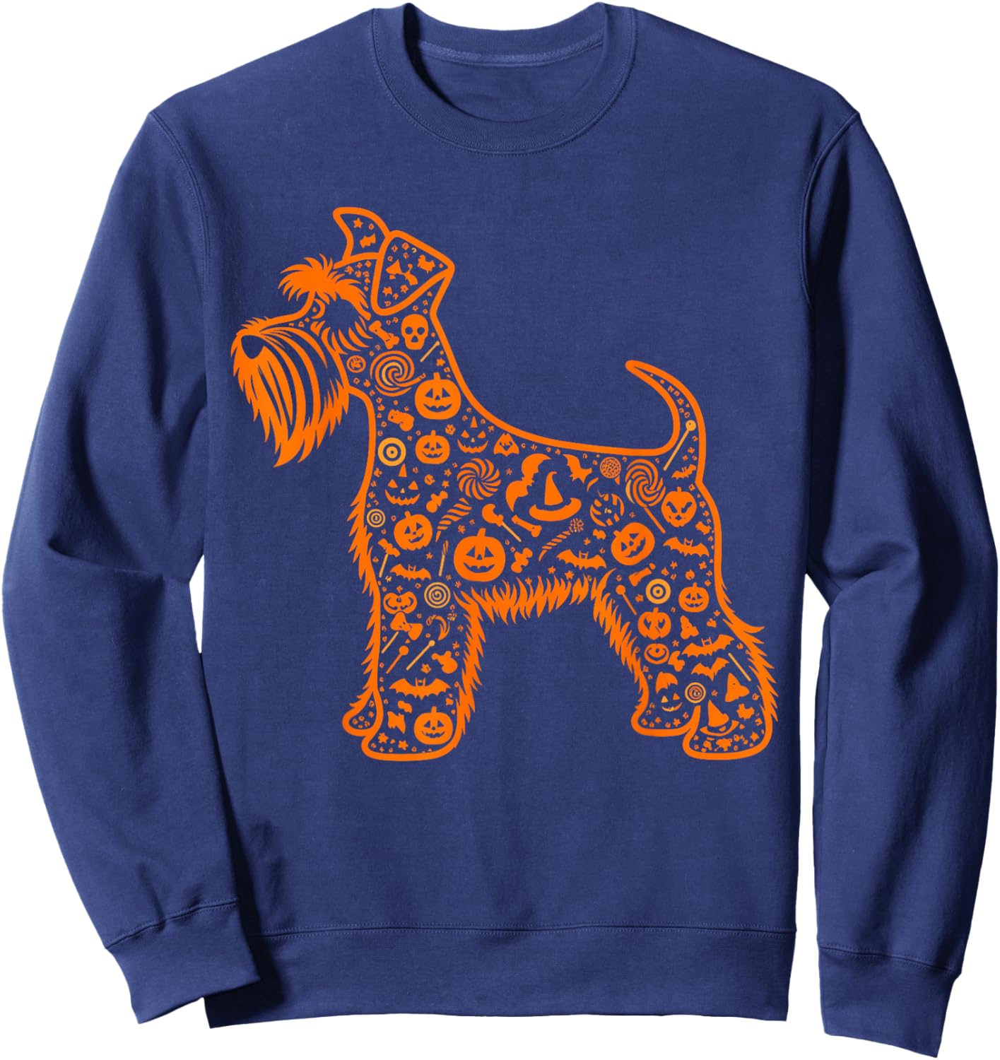 Pumpkin Miniature Schnauzer Candy Halloween Kids Sweatshirt - Sweatshirt | Navy