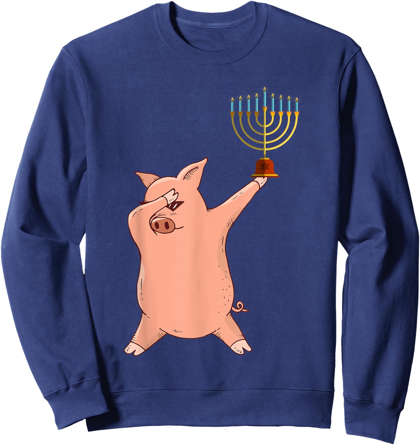 Dabbing Pig Hanukkah Sweatshirt - Sweatshirt | Navy