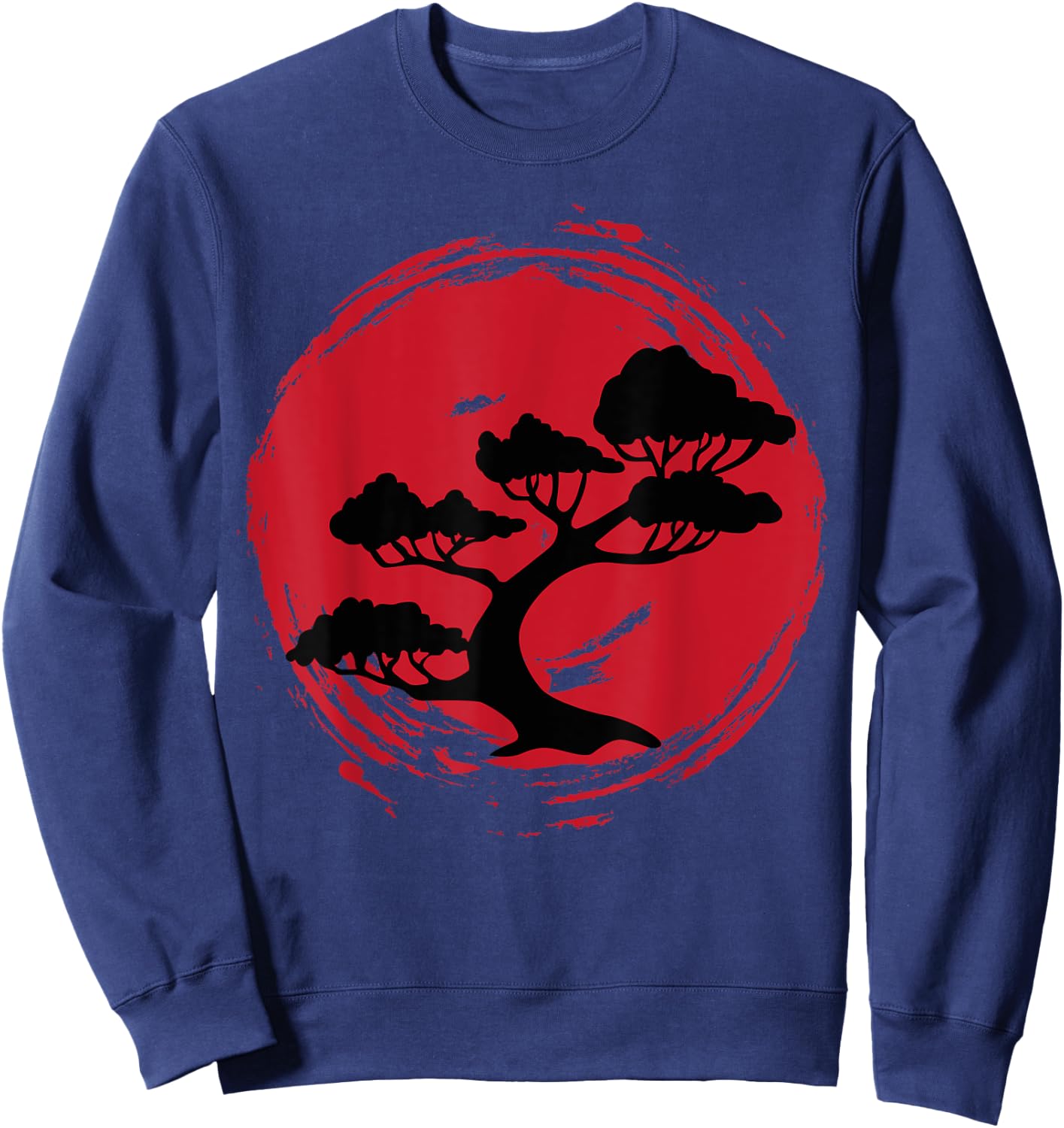 BONSAI TREE Japanese Enso Calligraphy Circle Sweatshirt - Sweatshirt | Navy