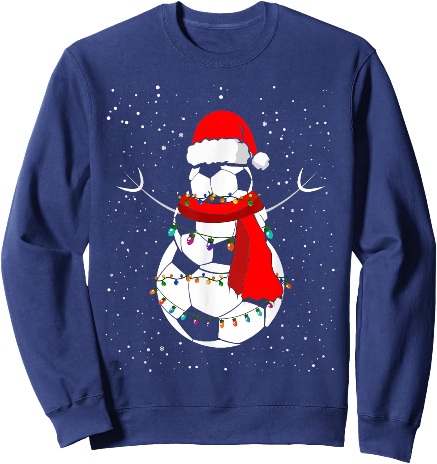 Funny Christmas Soccer Balls Santa Snowman Holiday Xmas 2023 Sweatshirt - Sweatshirt | Navy