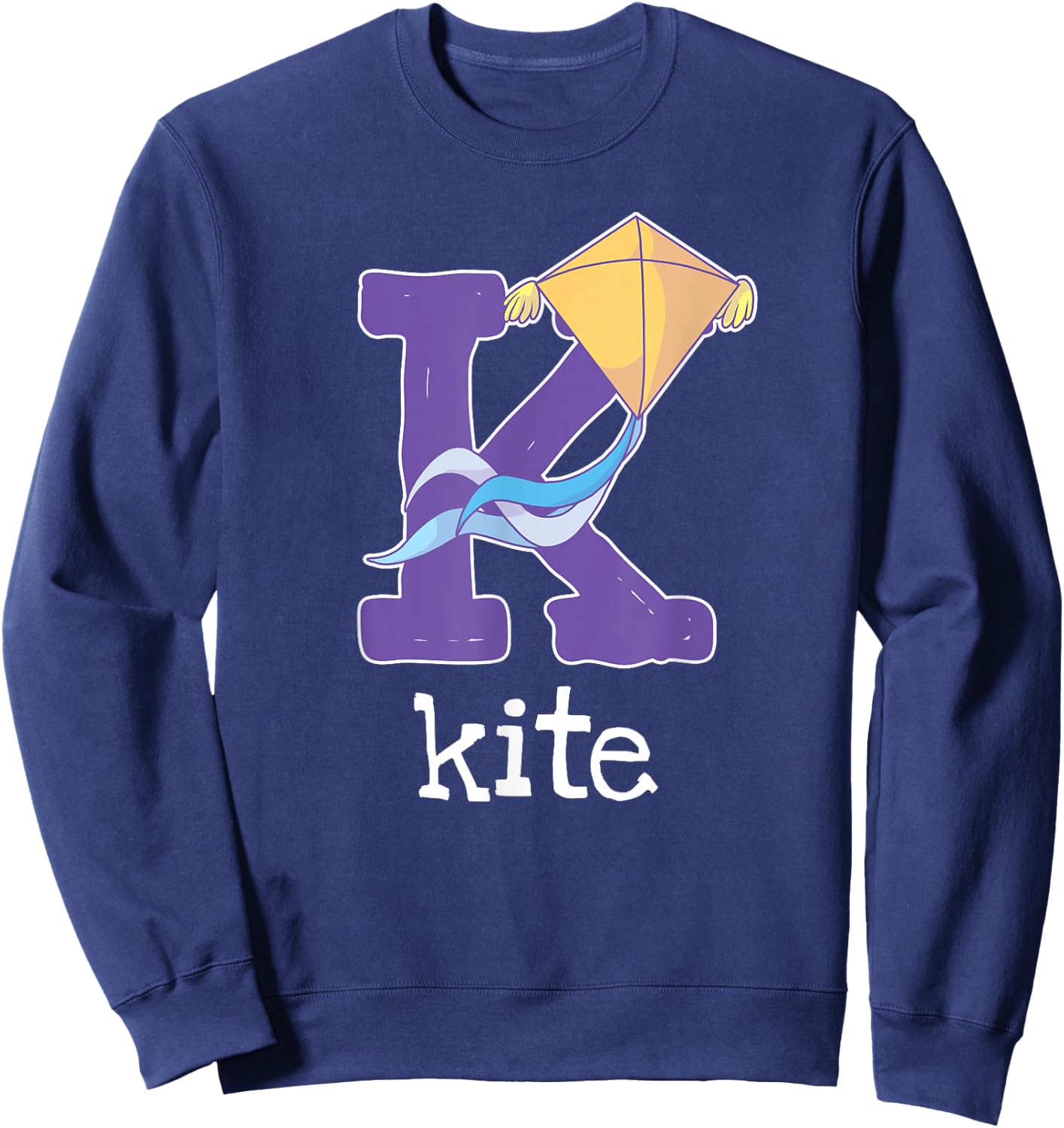 Kite Flying Alphabet Letter Kite Surfing Kids Sweatshirt - Sweatshirt | Navy