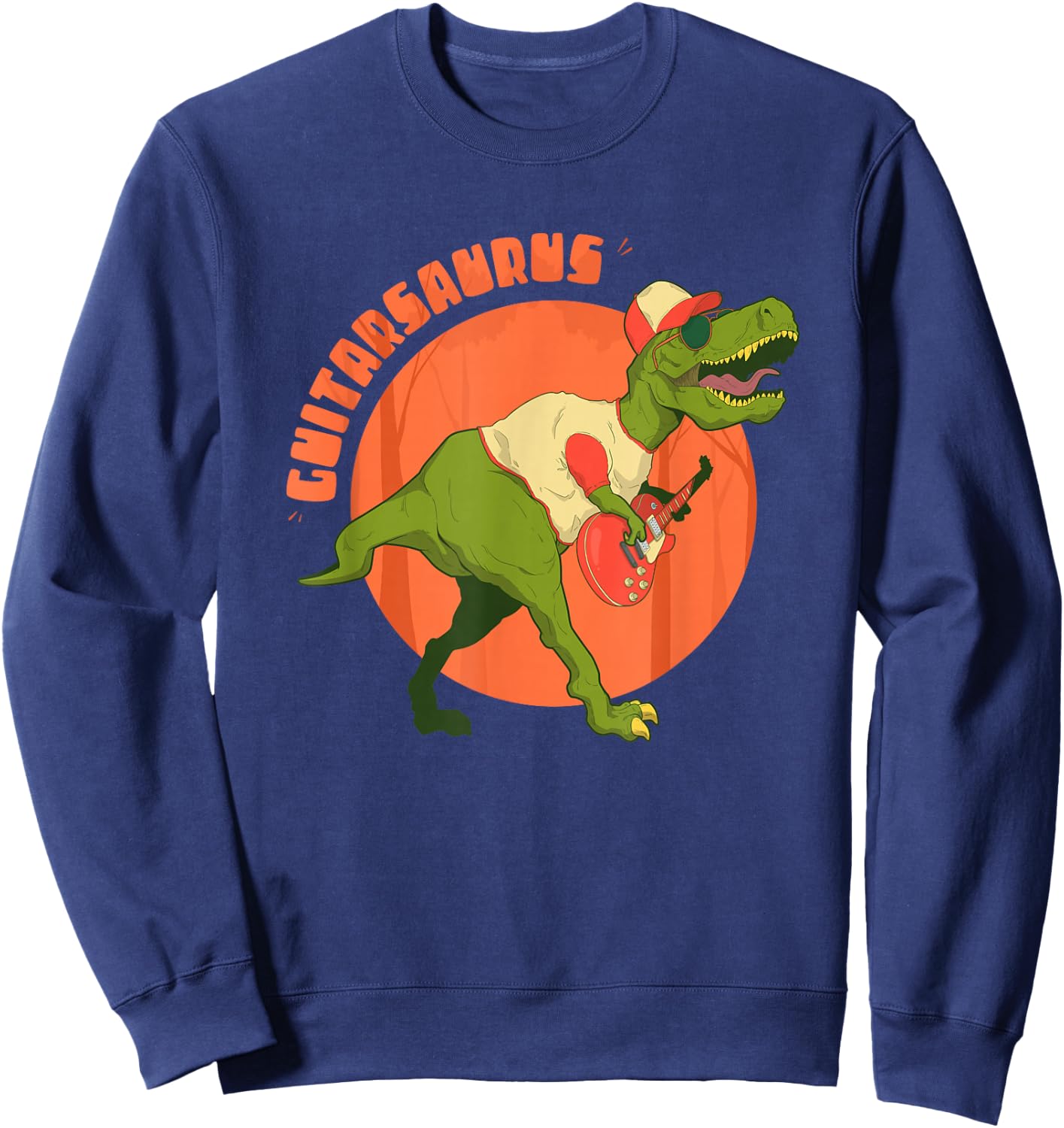 Guitarsaurus T rex Guitar Saurus Dinosaur Men Boys Sweatshirt - Sweatshirt | Navy