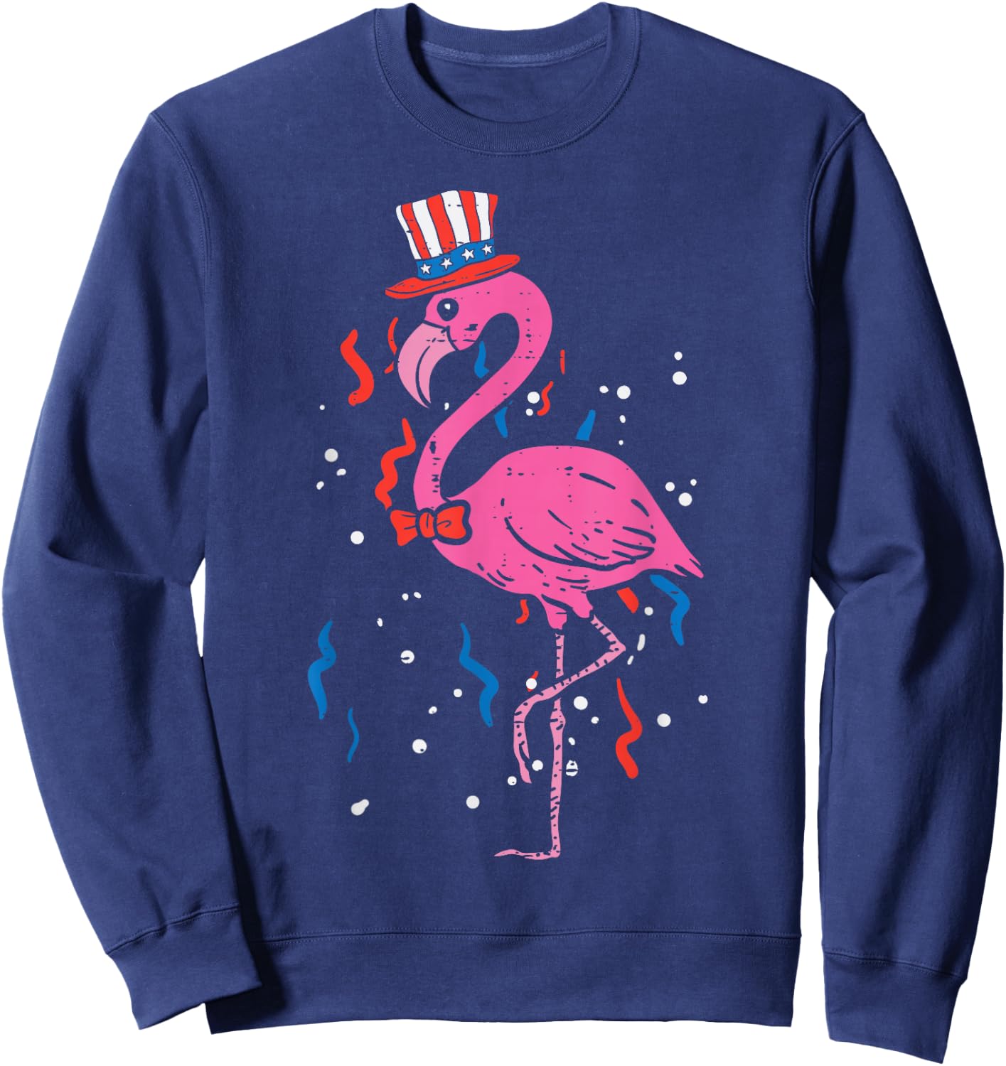 Flamingo American Flag USA 4th Of July Fourth Patriot Animal Sweatshirt - Sweatshirt | Navy