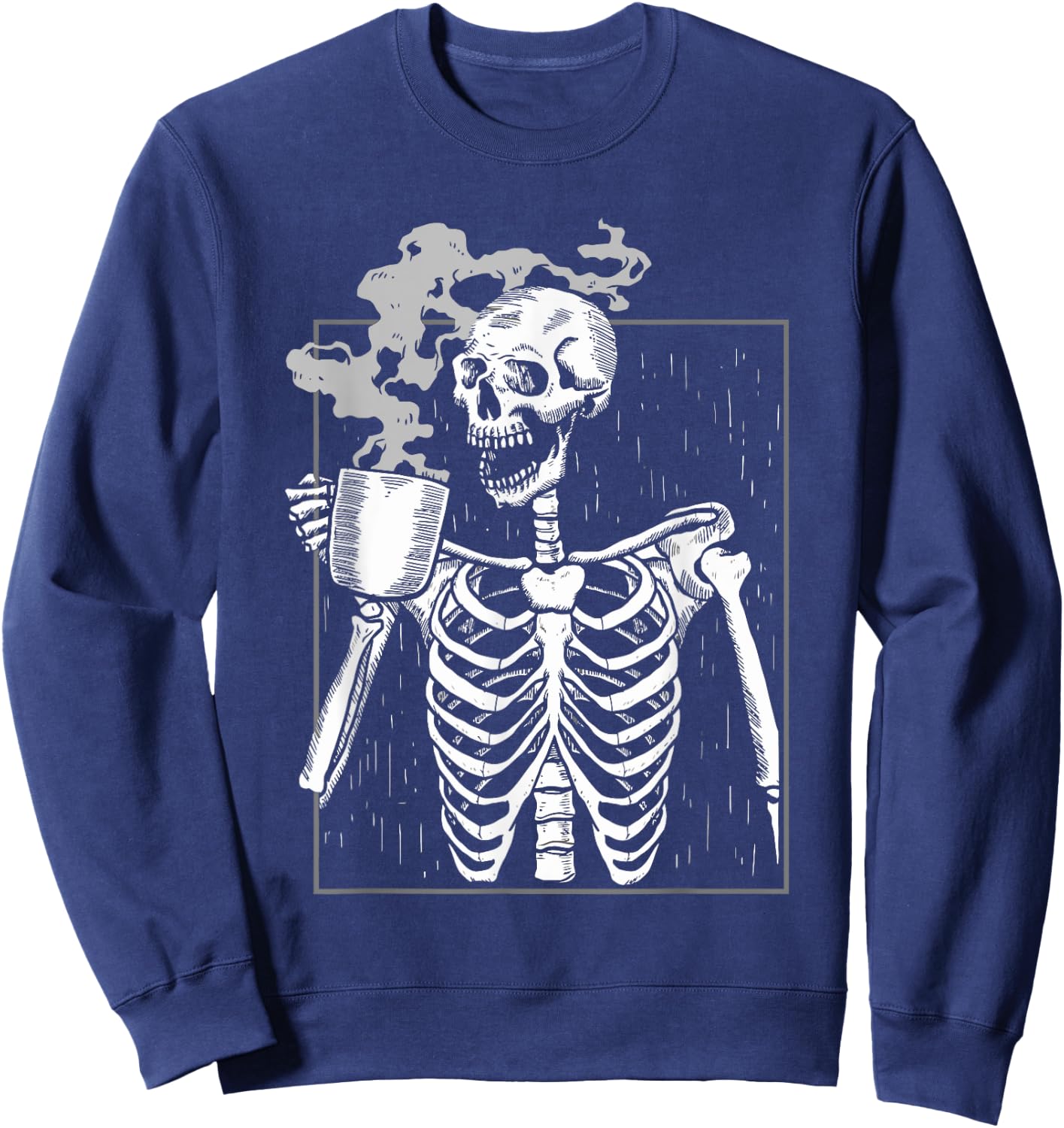 Funny Skeleton Drinking Coffee Caffeine Lover Coffee Brewer Sweatshirt - Sweatshirt | Navy