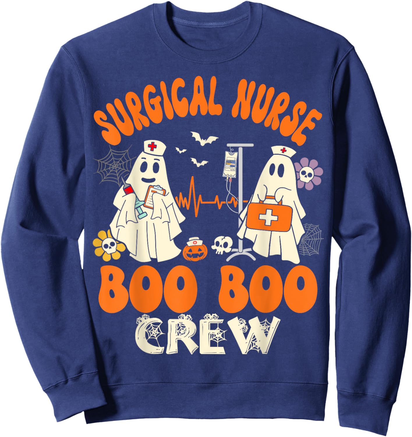 Surgical Boo Crew Surgery Nurse Halloween Ghost Costume Sweatshirt - Sweatshirt | Navy