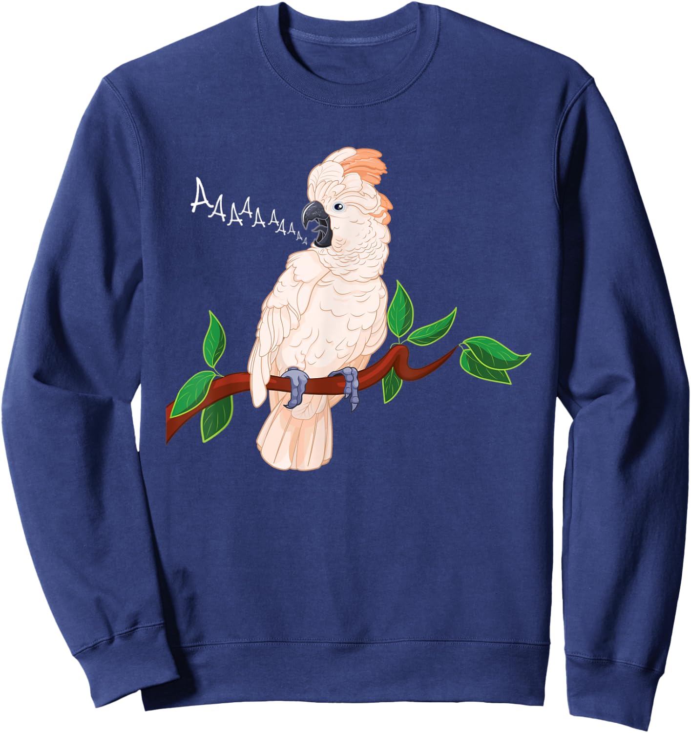 Moluccan Cockatoo on a Branch Screaming Sweatshirt - Sweatshirt | Navy